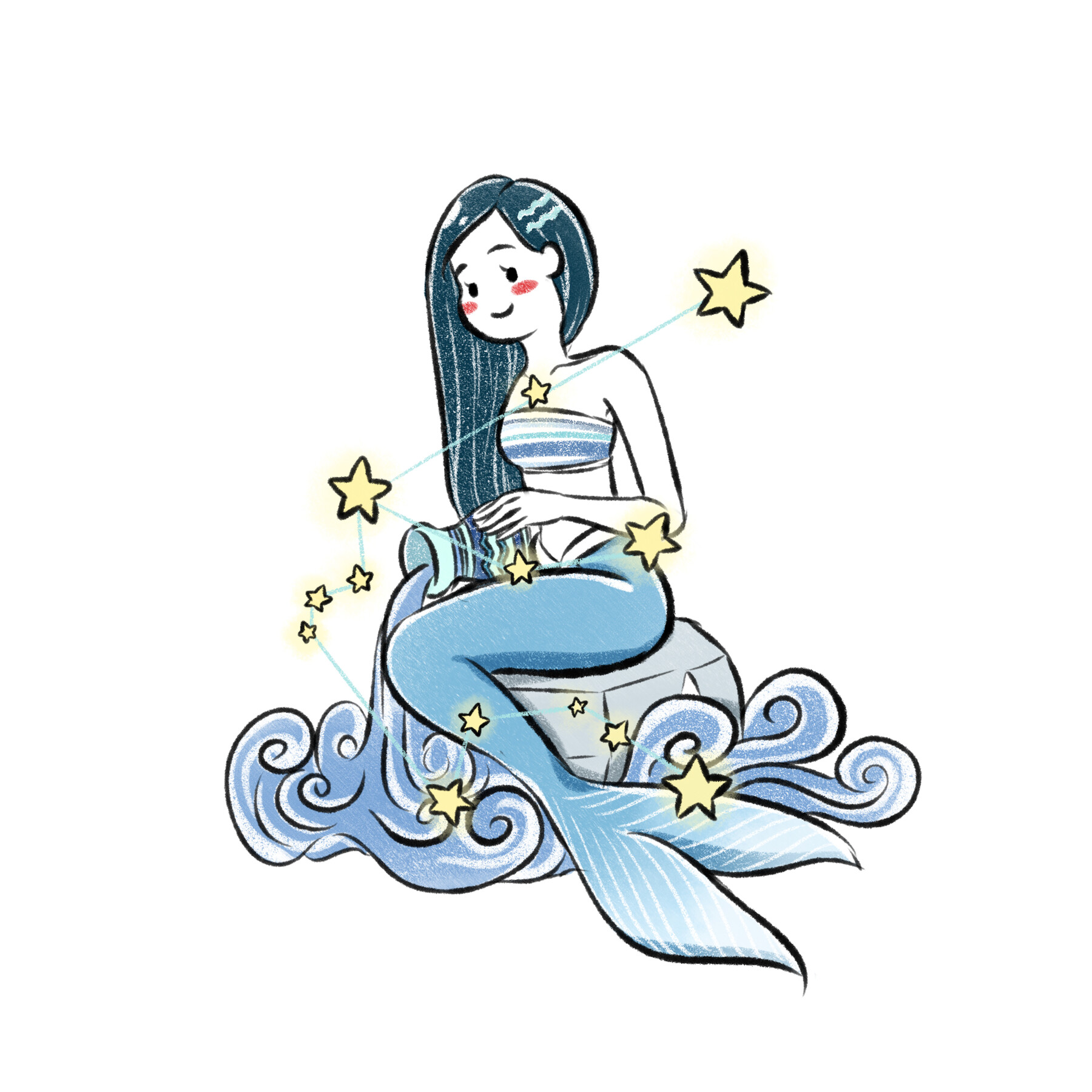 Cute Minimalist Wallpaper Mermaid [Aquarius]