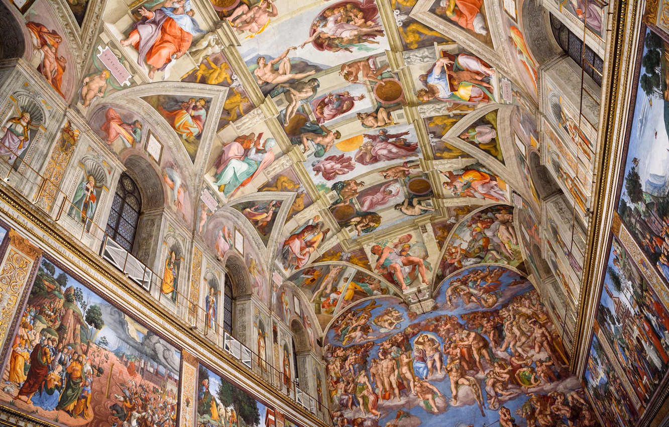 Wallpaper The Vatican, The Sistine chapel, murals, Michelangelo Buonarroti image for desktop, section интерьер