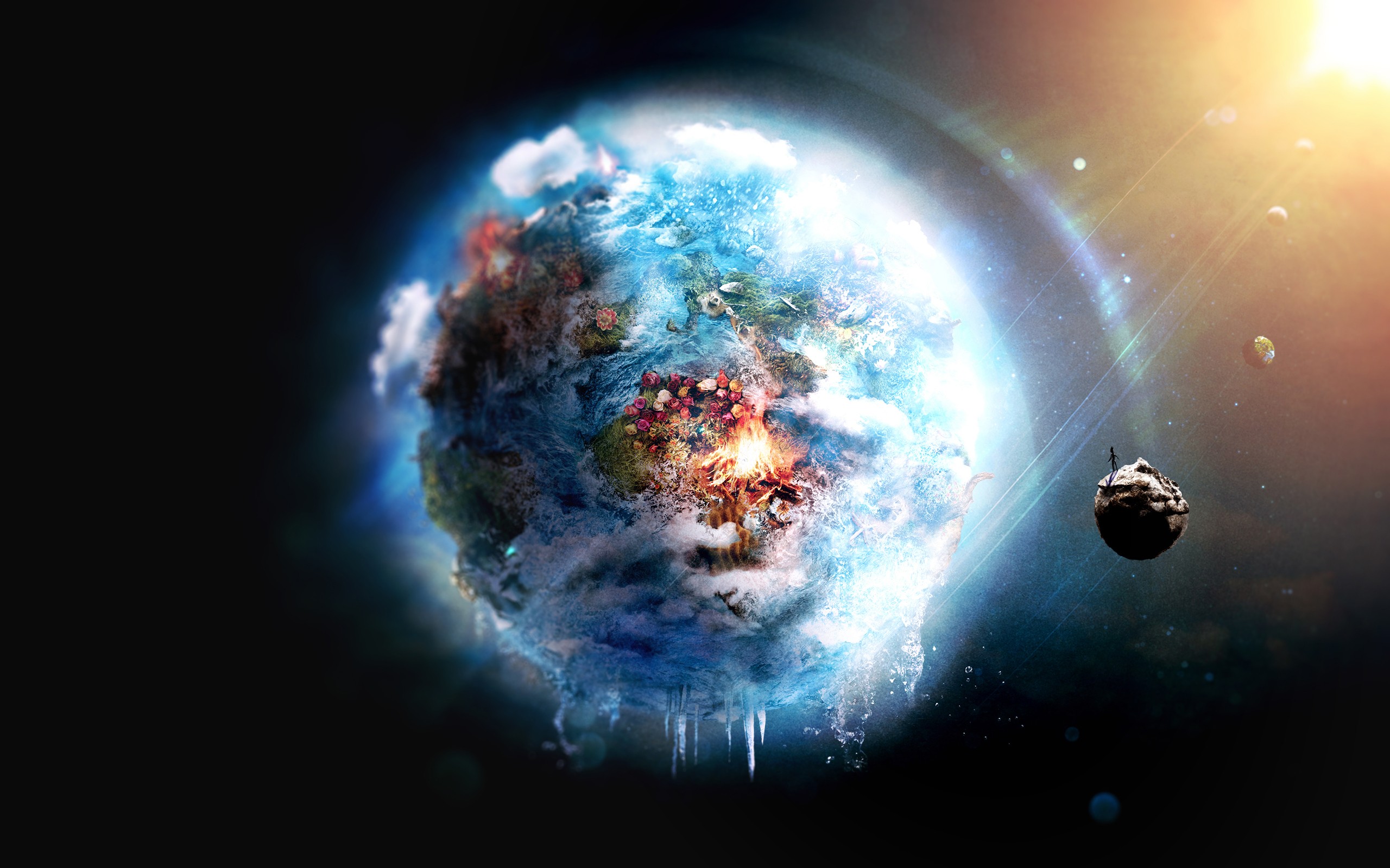 outer, Space, World, Futuristic, Fire, Earth, Frozen, Destruction Wallpaper HD / Desktop and Mobile Background