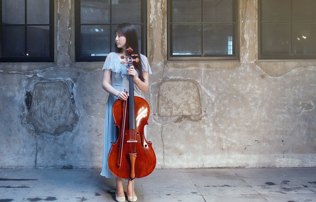 Wallpaper girl, music, cello image for desktop, section музыка