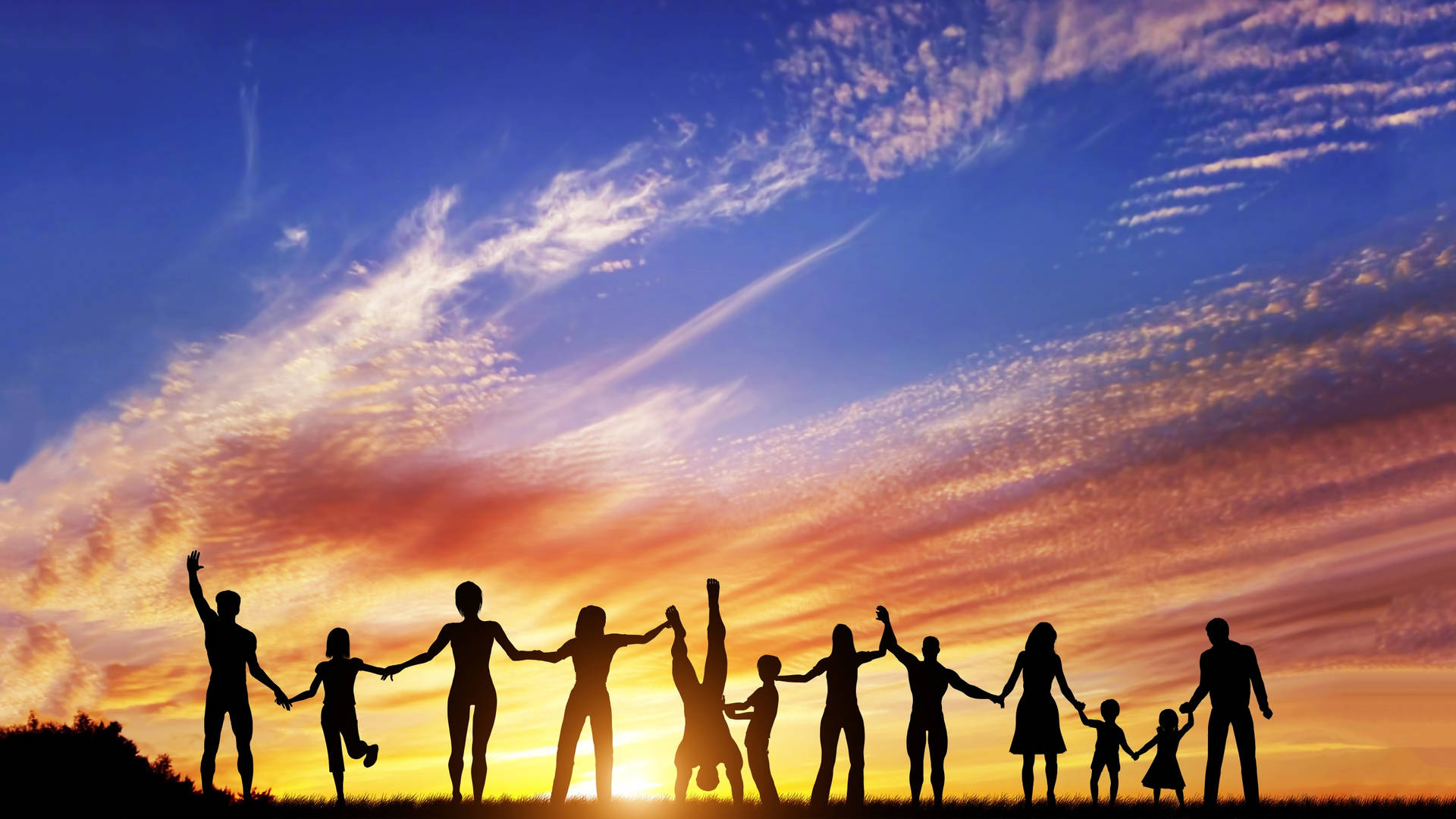 Download Group Of People Holding Hands Wallpaper