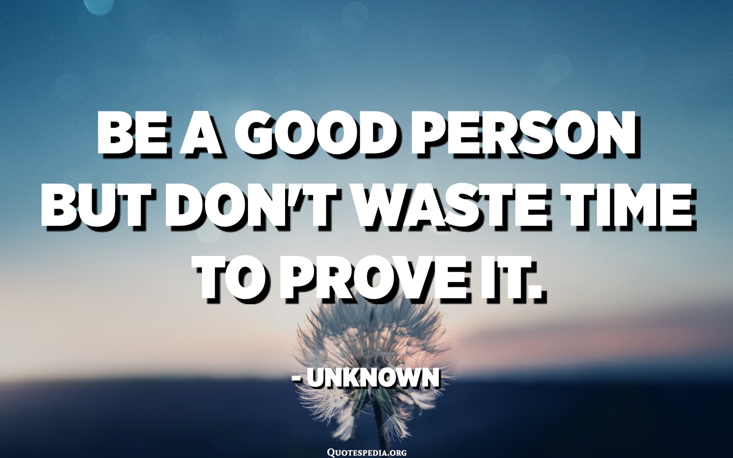 Be a good person but don't waste time to prove it