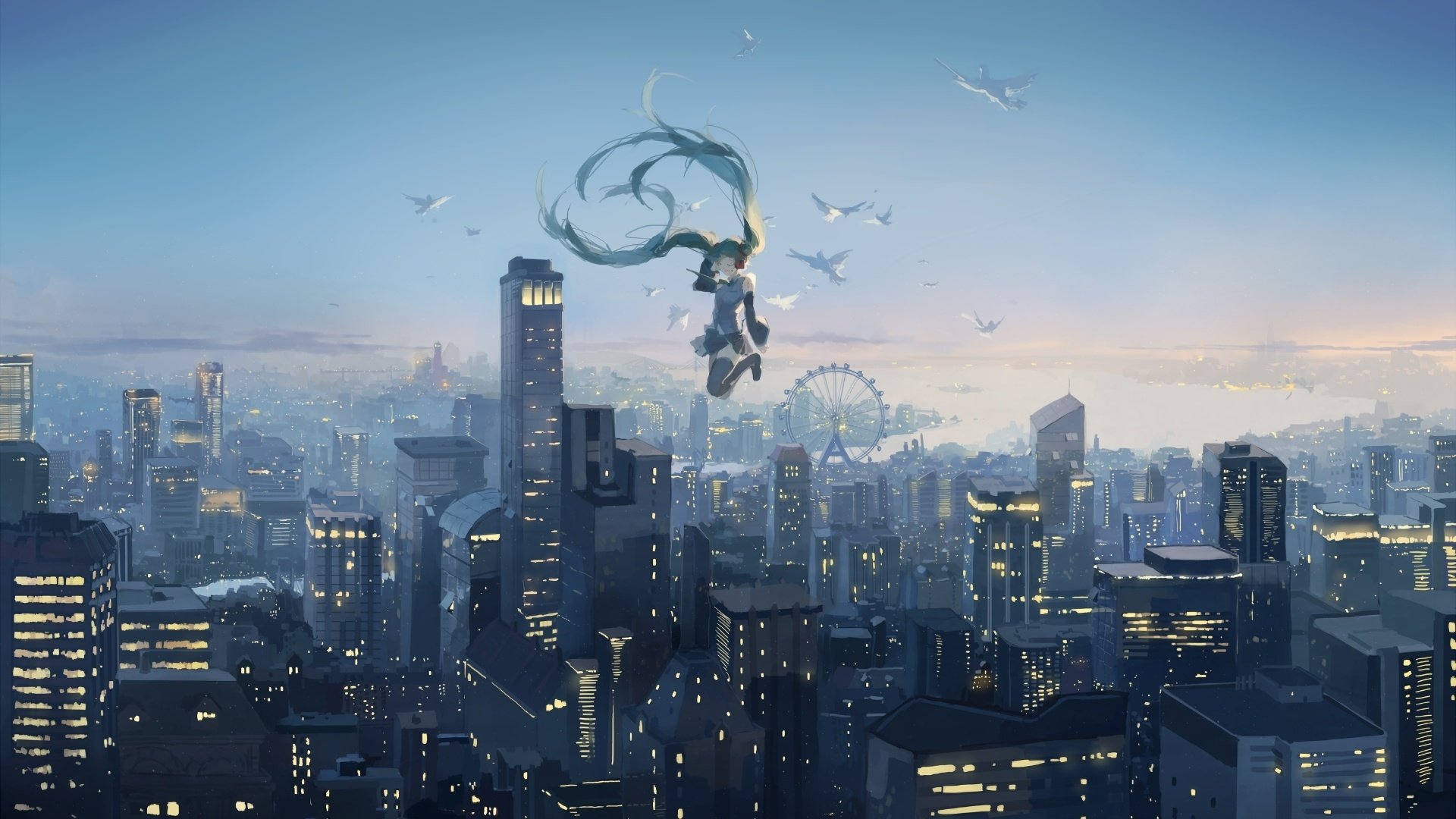 Anime Cityscape HD wallpaper