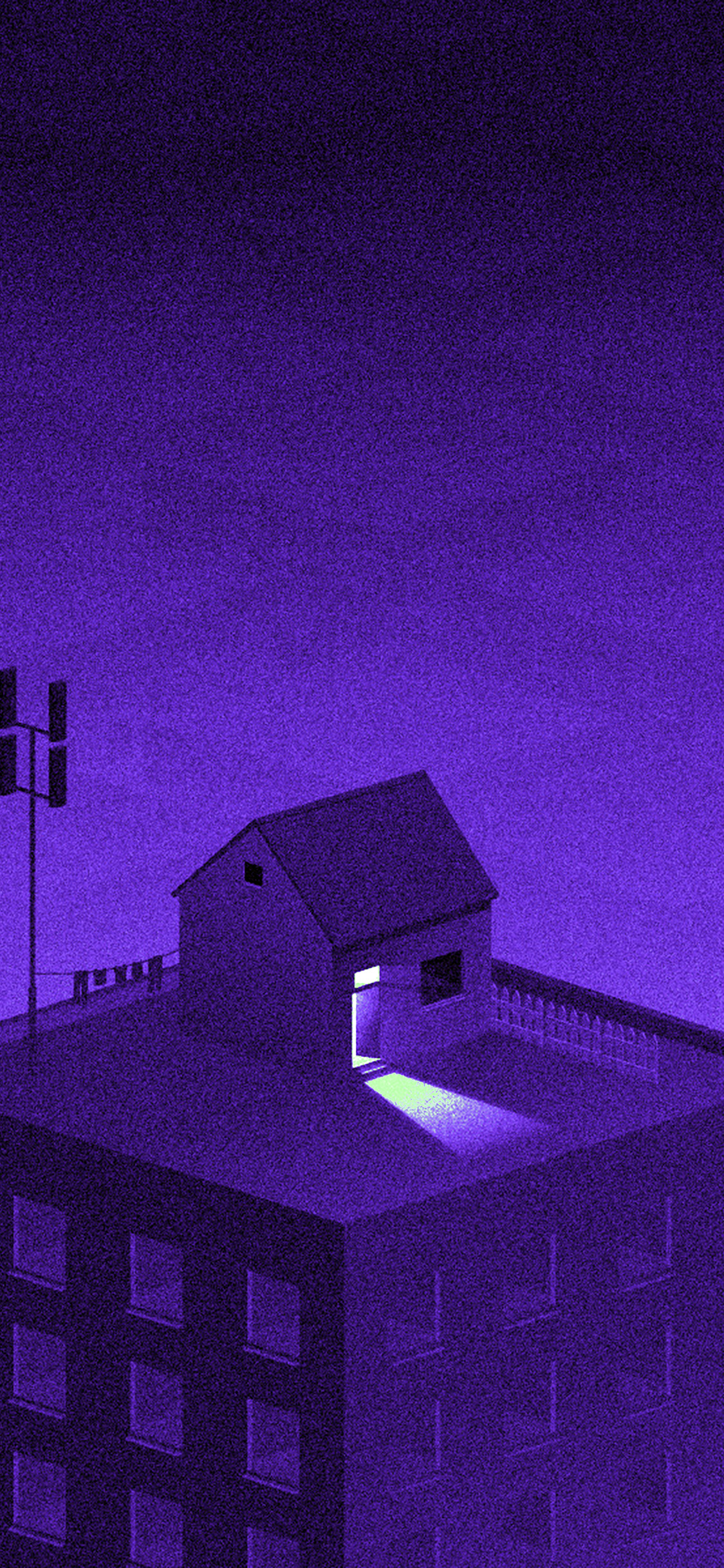 illust purple city home dot art