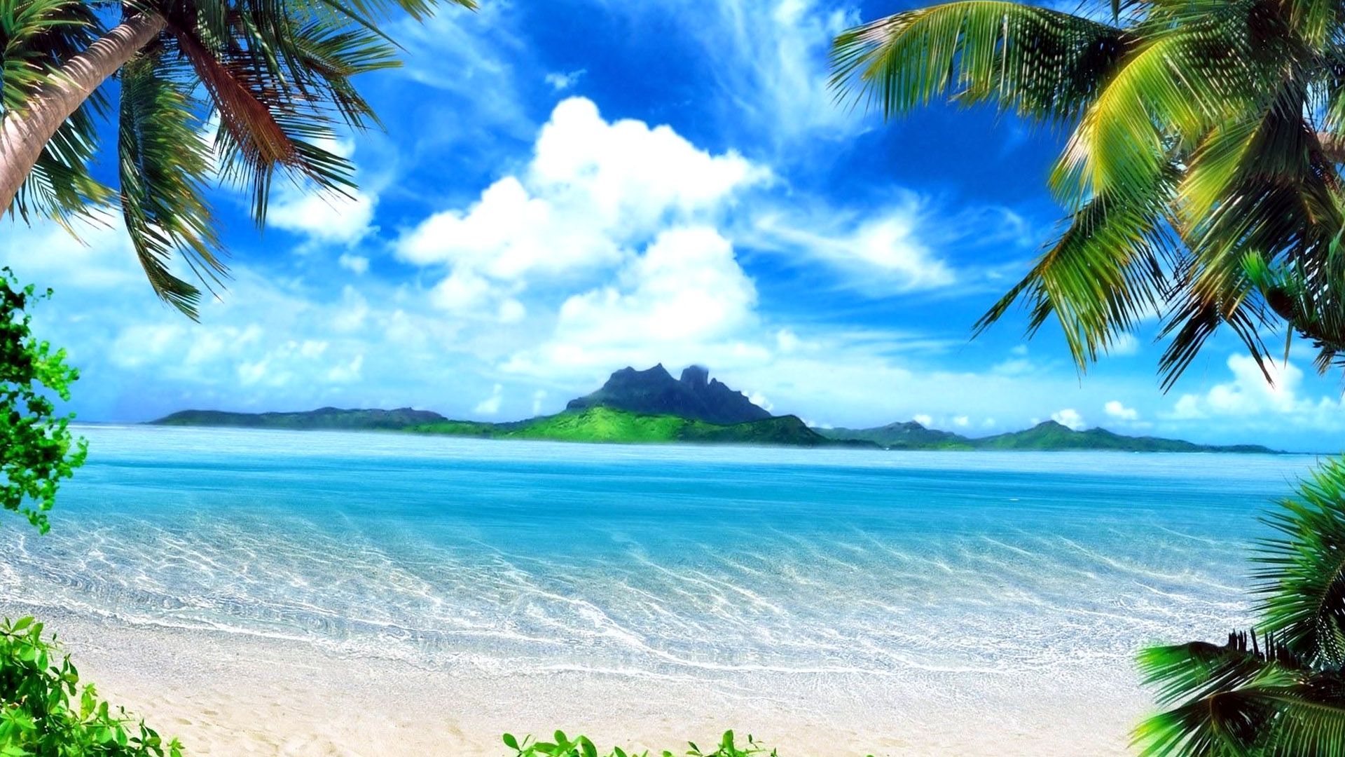 Fantasy Green Beach Nature Wallpaper HD / Desktop and Mobile Background