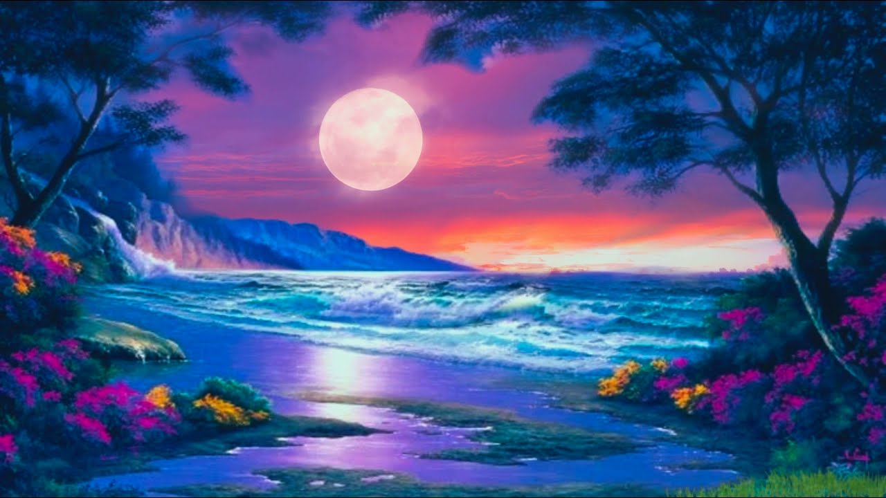 Amazing Night Beach Moon Fantasy Live Wallpaper background wallpaper loops videos
