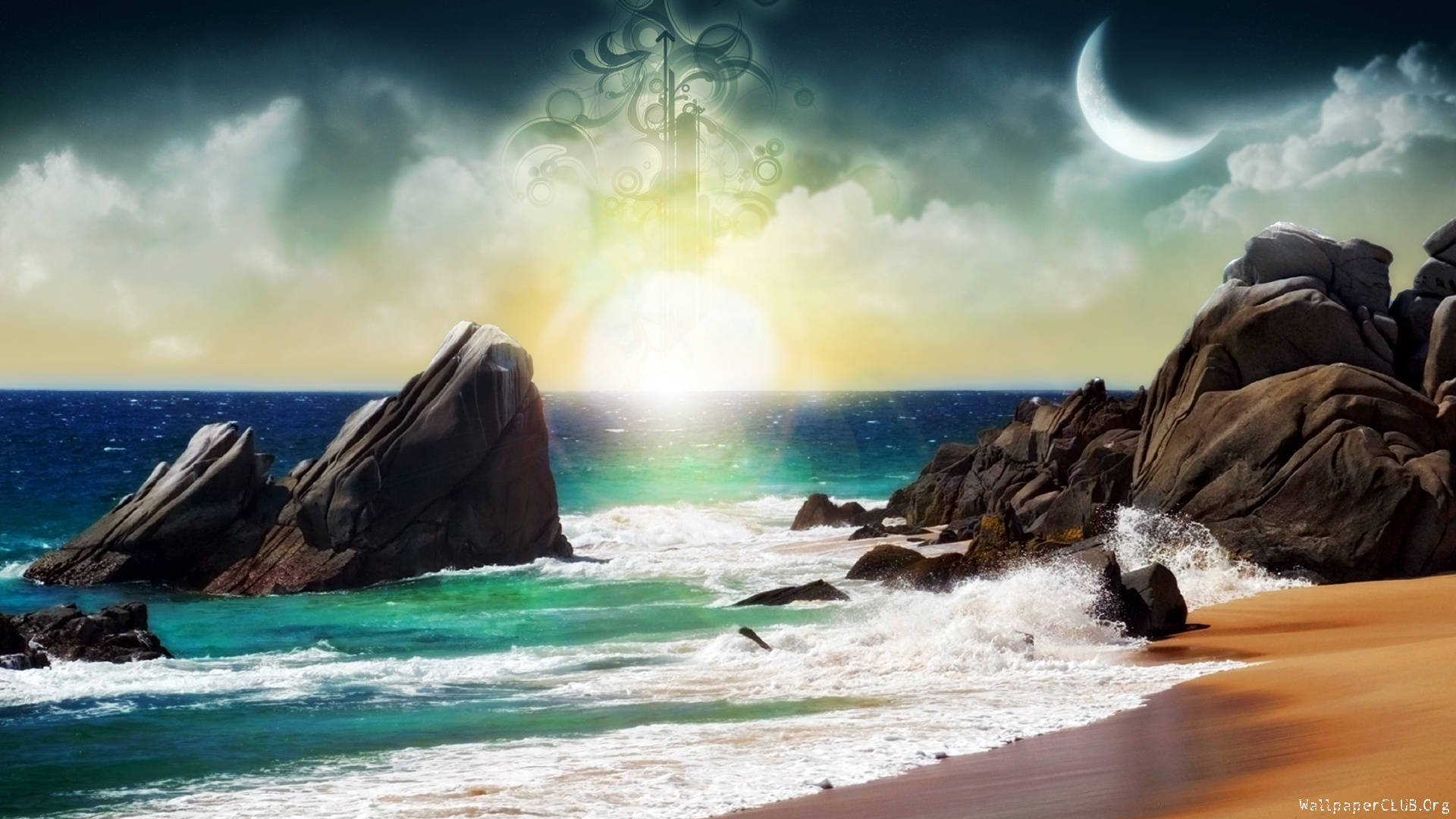 Download Fantasy Islands Shore With Waves Wallpaper