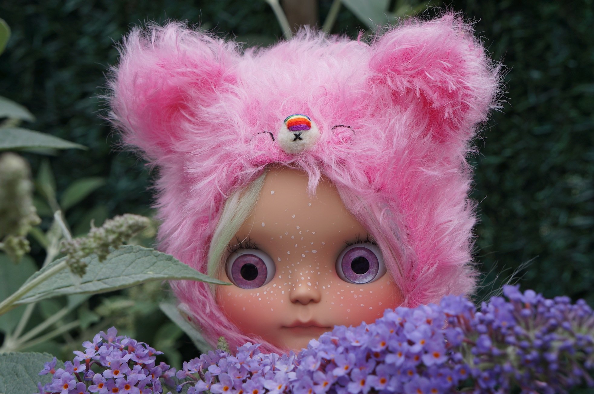 Wallpaper, pink, doll, flower, purple, stuffed toy, Toy, textile, snout, plush, whiskers, magenta 1965x1306