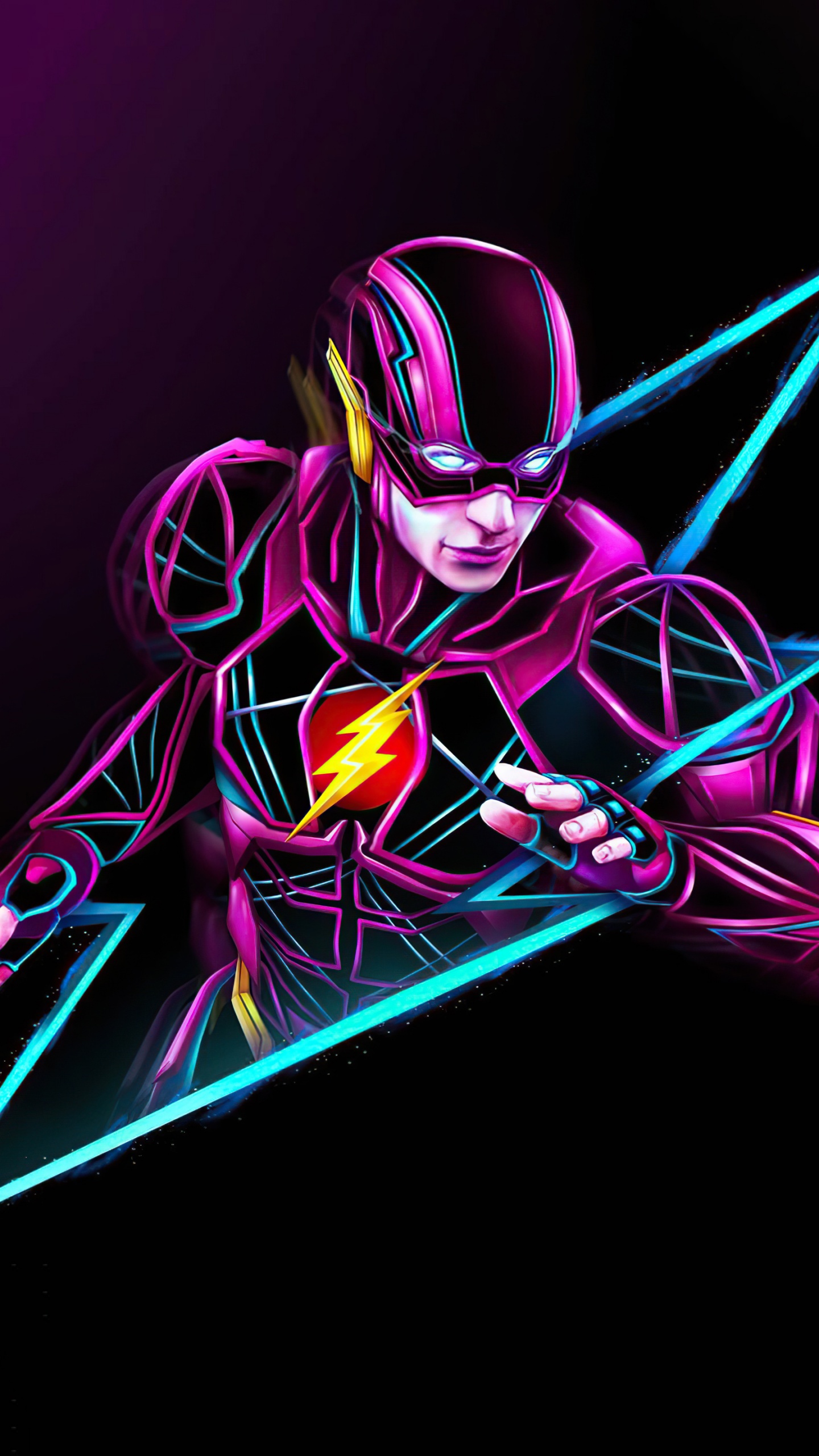 The Flash Wallpaper 4K, Neon art, Graphics CGI