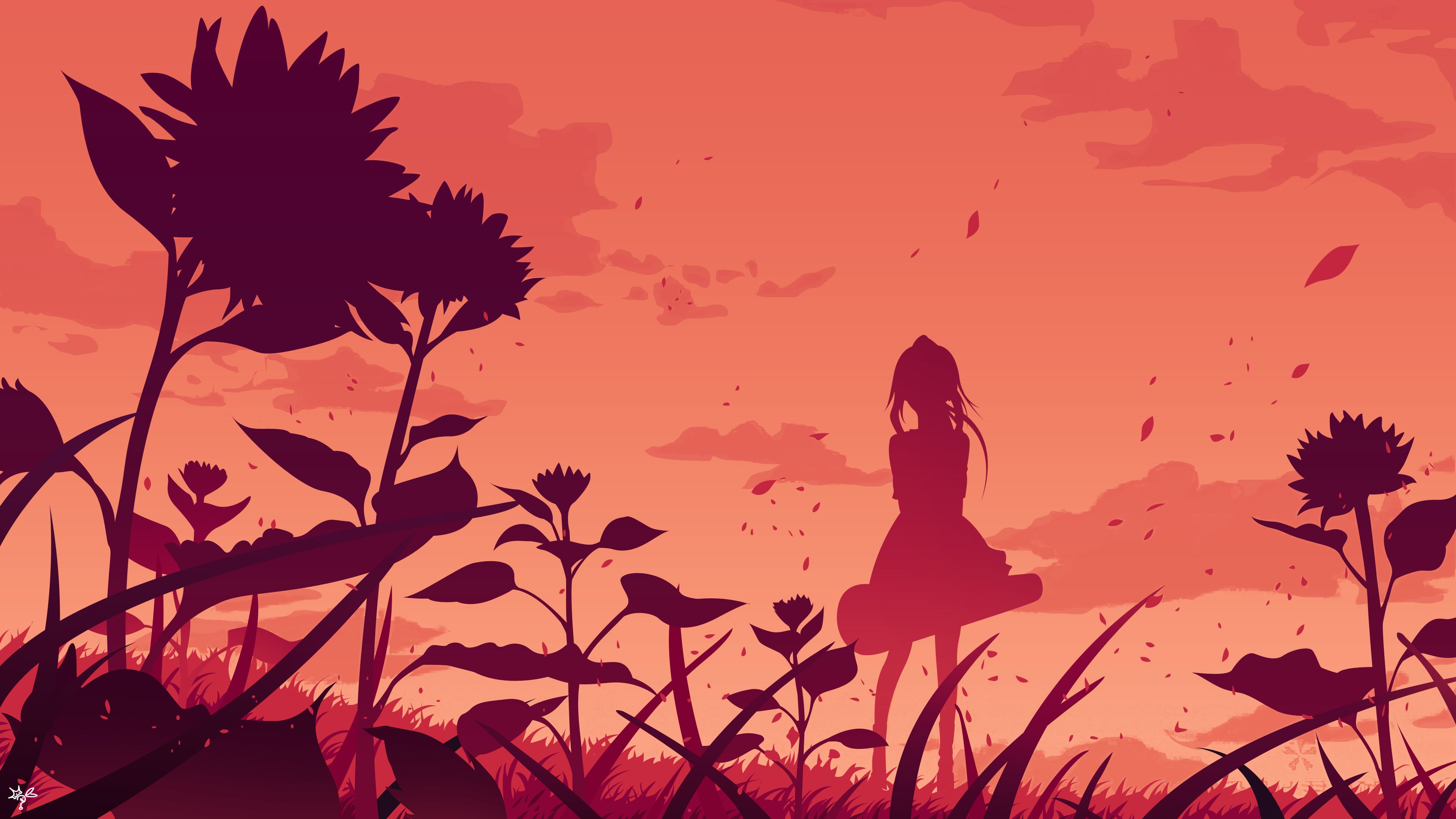 HD desktop wallpaper: Anime, Flower, Silhouette, Orange (Color), Kaori Miyazono, Your Lie In April download free picture
