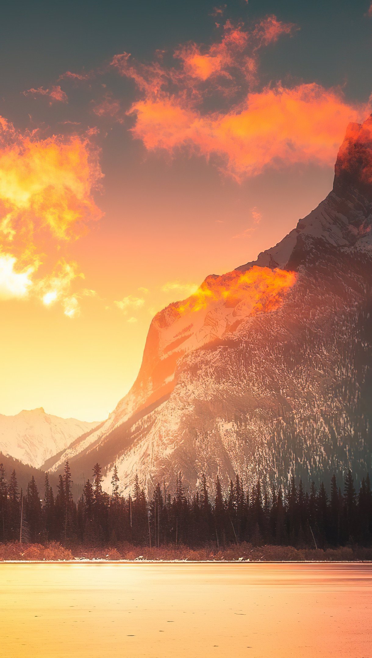 Orange sunset in the mountains Wallpaper 4k Ultra HD