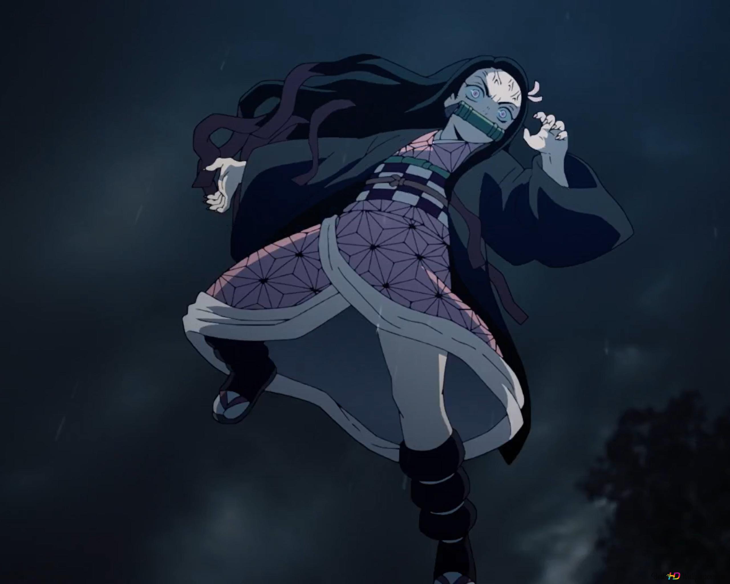 Demon slayer: nezuko kamado flying 4K wallpaper download