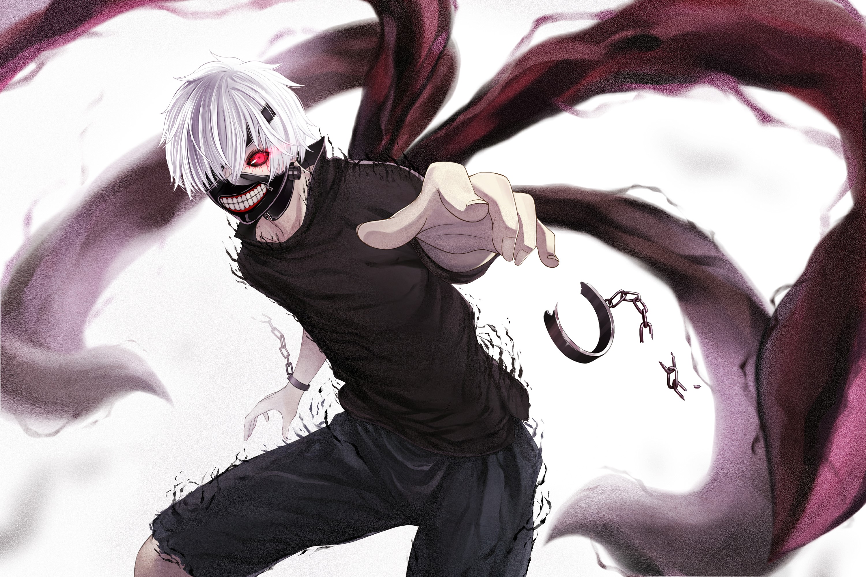 tokyo ghoul, kaneki ken, Chain, Eye patch, Young man Gallery HD Wallpaper