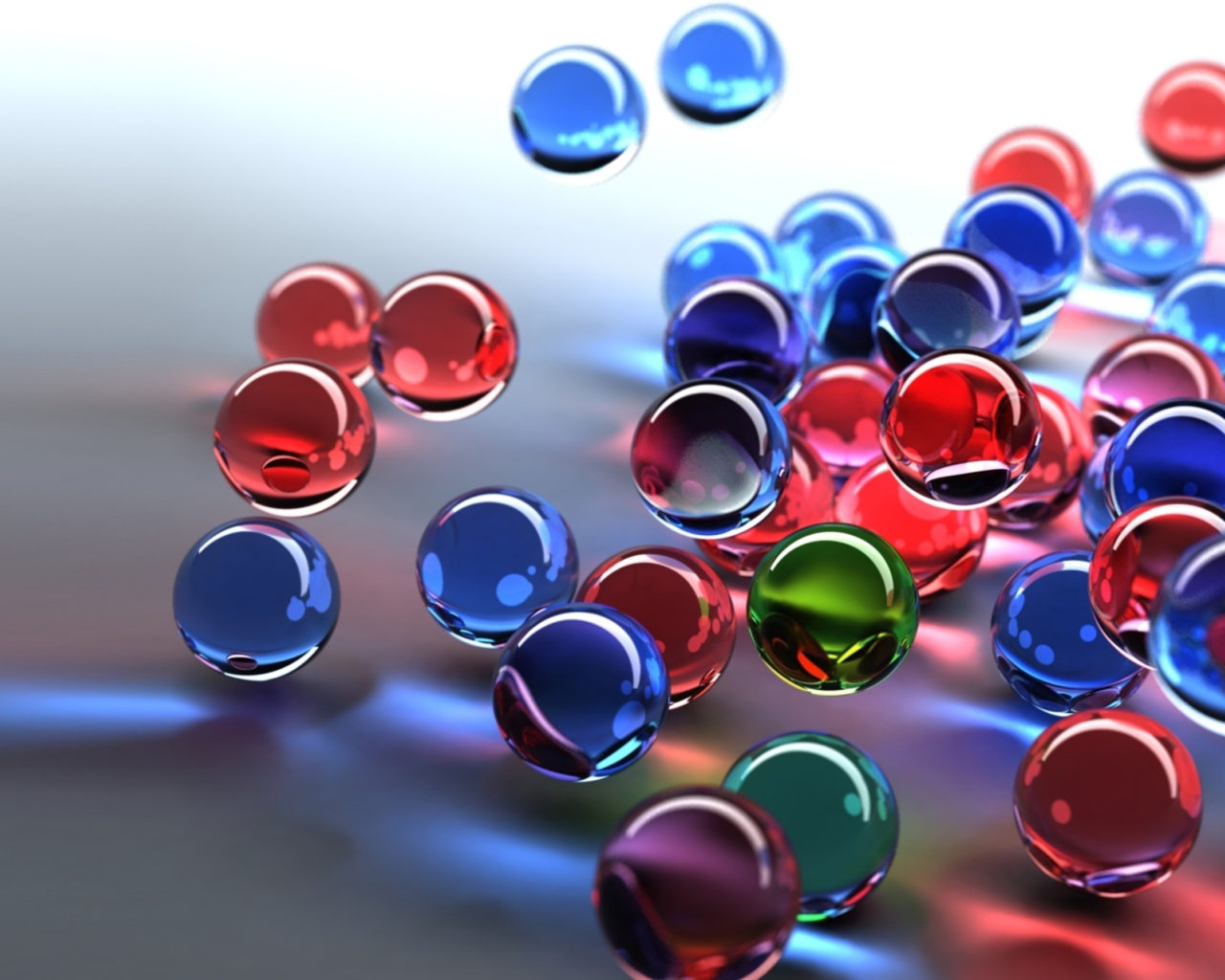 3D Glass Balls Red Blue Green HD Wallpaper 2880x1800, Wallpaper13.com