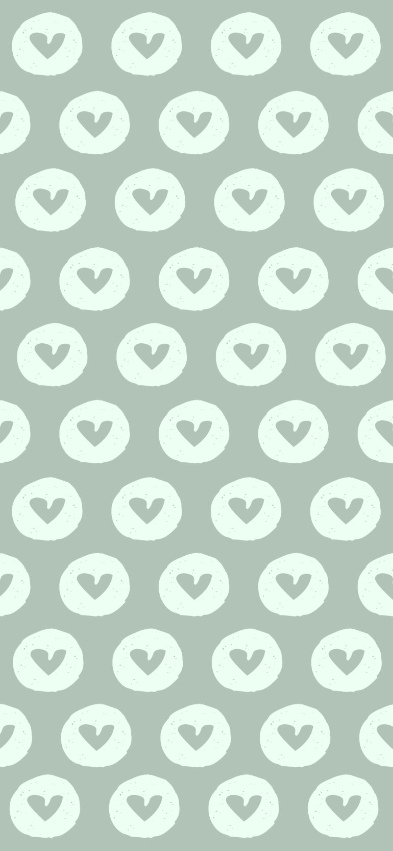 Sage Green Aesthetic Wallpaper, Lots of Heart in Circle Wallpaper
