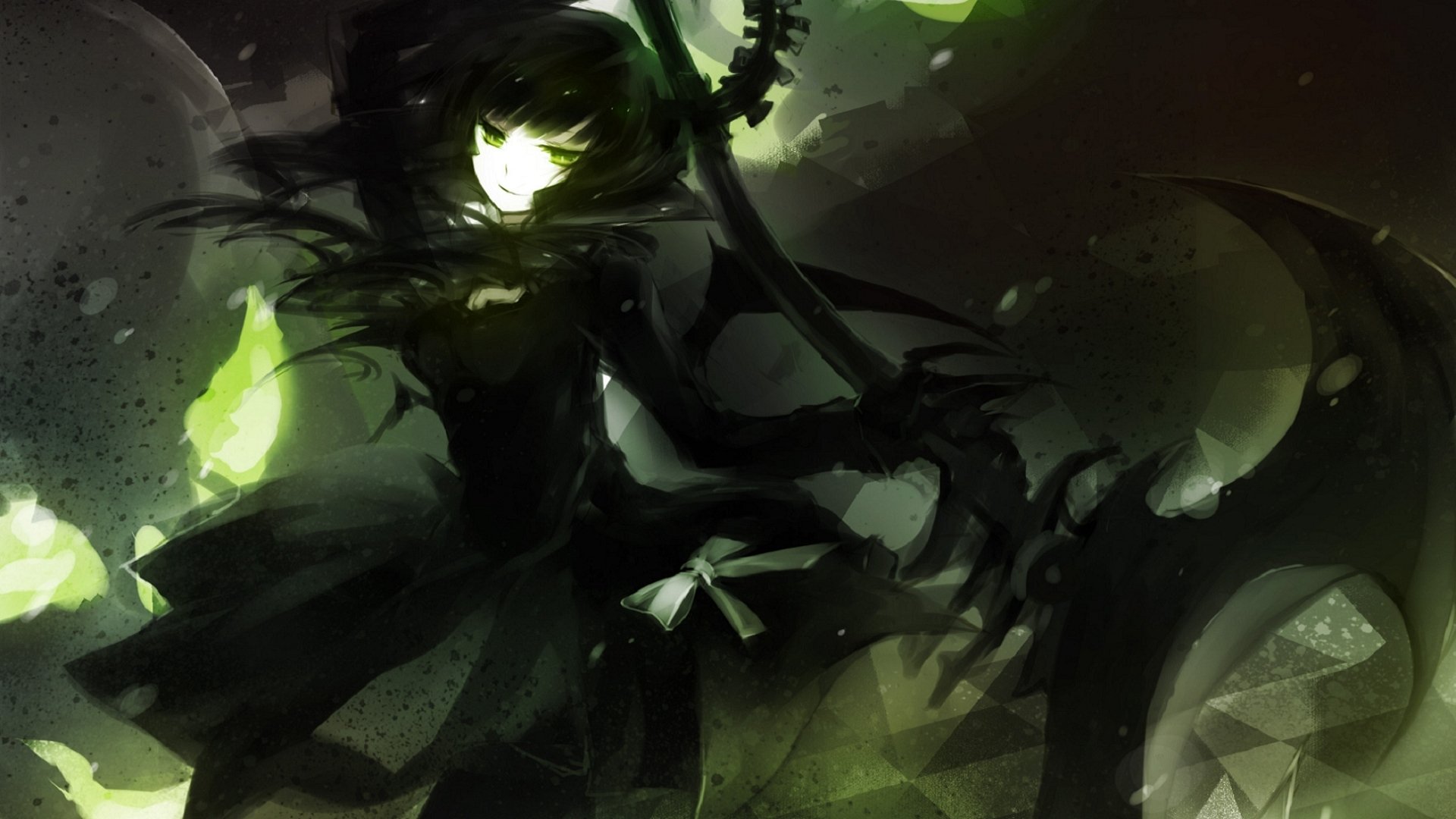 Wallpaper / cool, green, dark, anime girl, lady free download