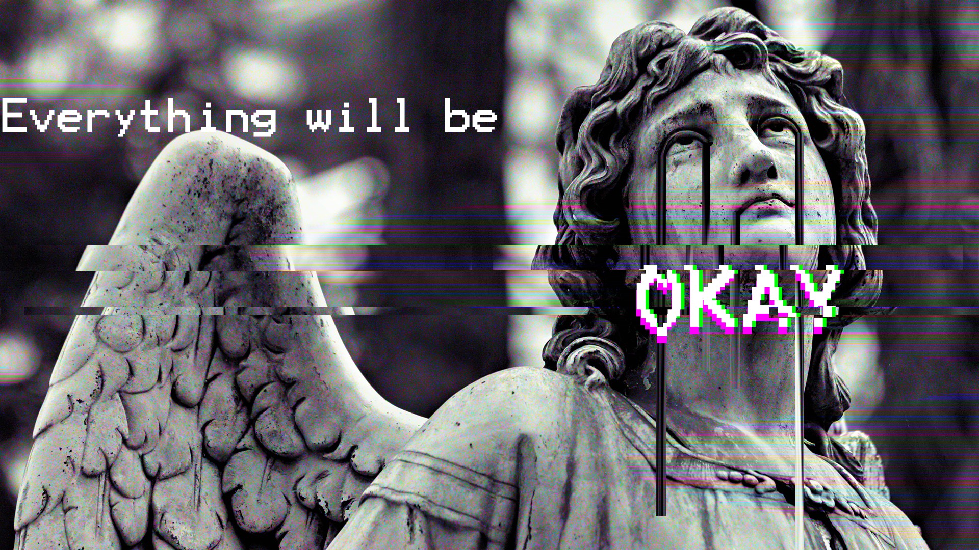 Wallpaper, 1920x1080 px, glitch art, Greek mythology, statue, vaporwave 1920x1080