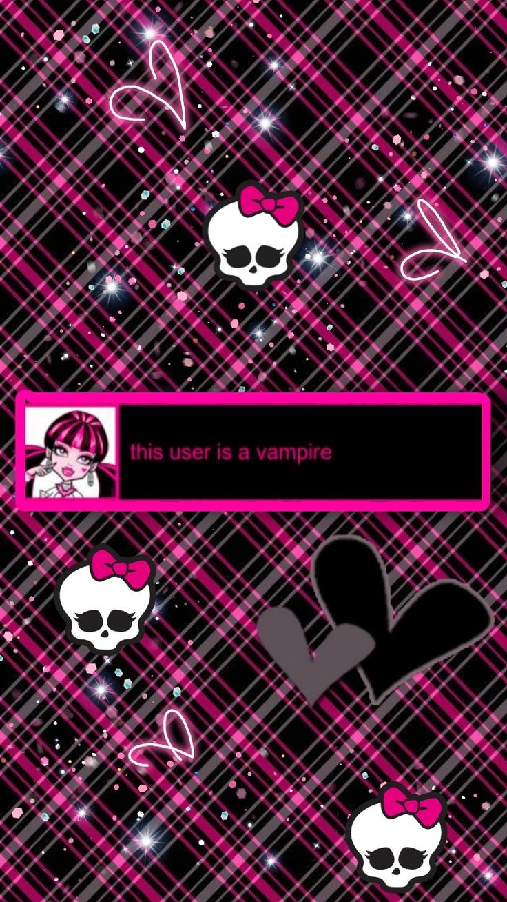 Monster high pink and black draculaura aesthetic phone wallpaper. Monster high art, 2000s wallpaper, Monster high