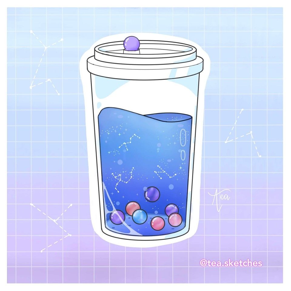 galaxy bubble tea. Bubble tea, Sticker art, Boba tea