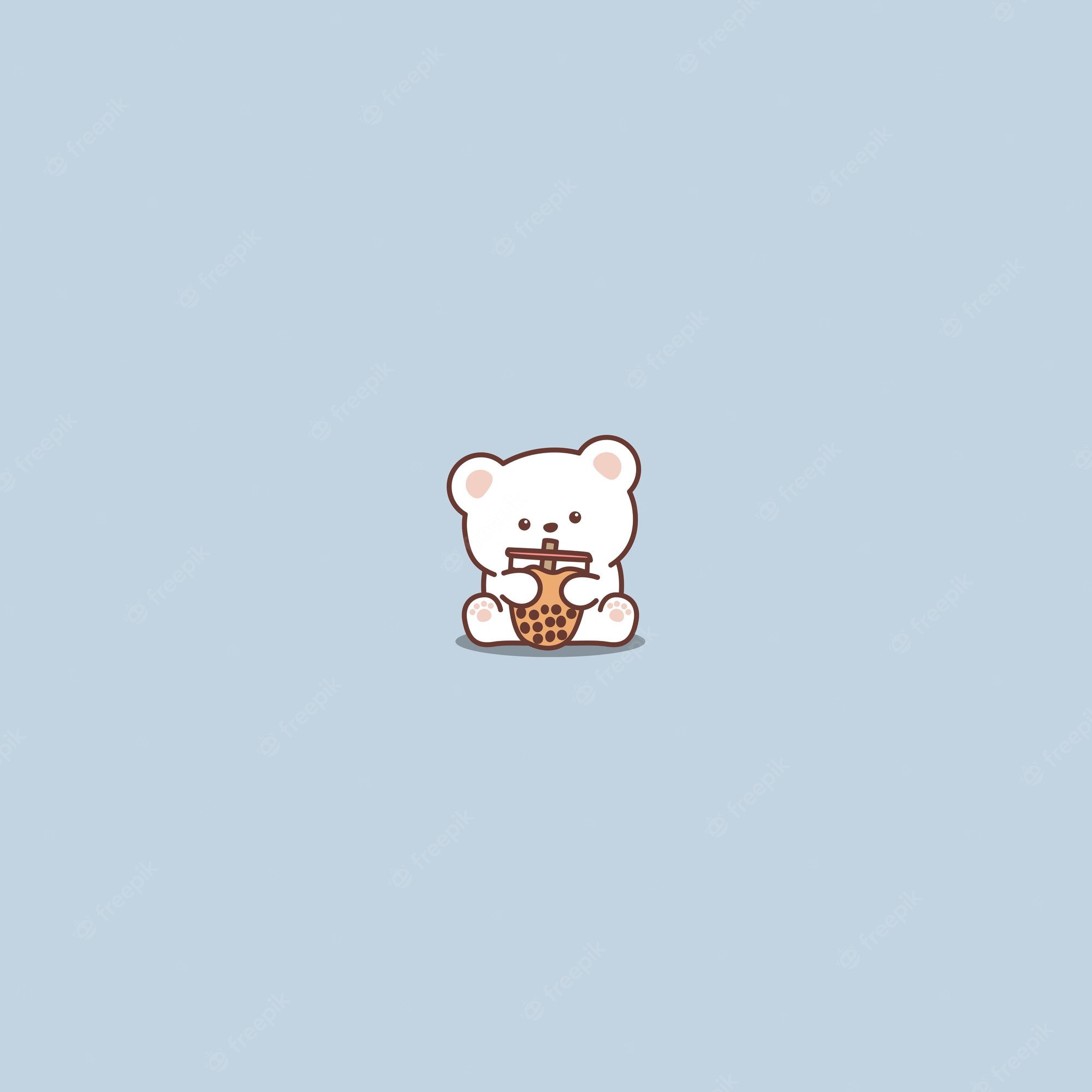 Premium Vector. Cute polar bear with bubble tea cartoon vector illustration