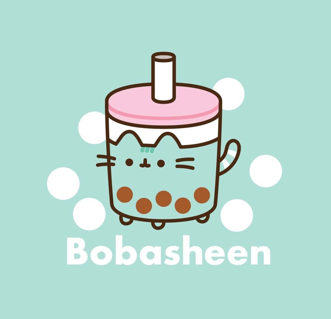 Download Cute Boba And Pusheen Cat Wallpaper