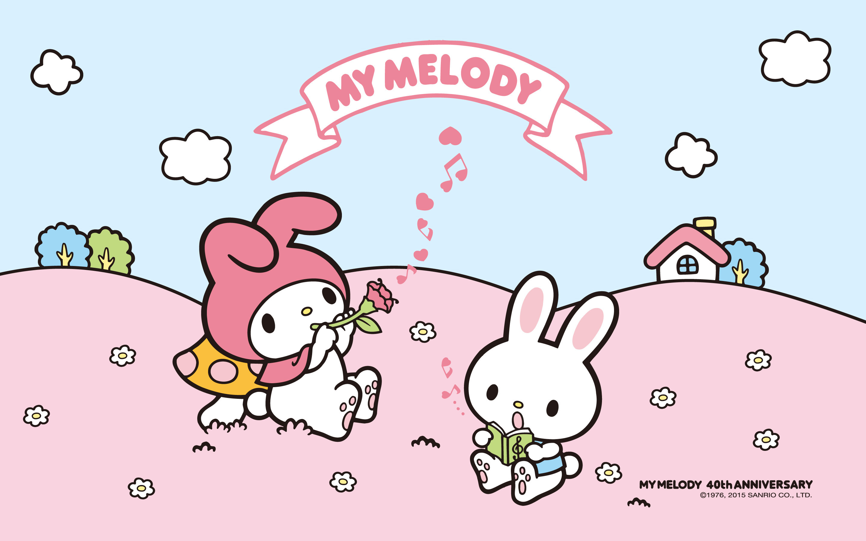 My Melody Pink & Blue Music Background