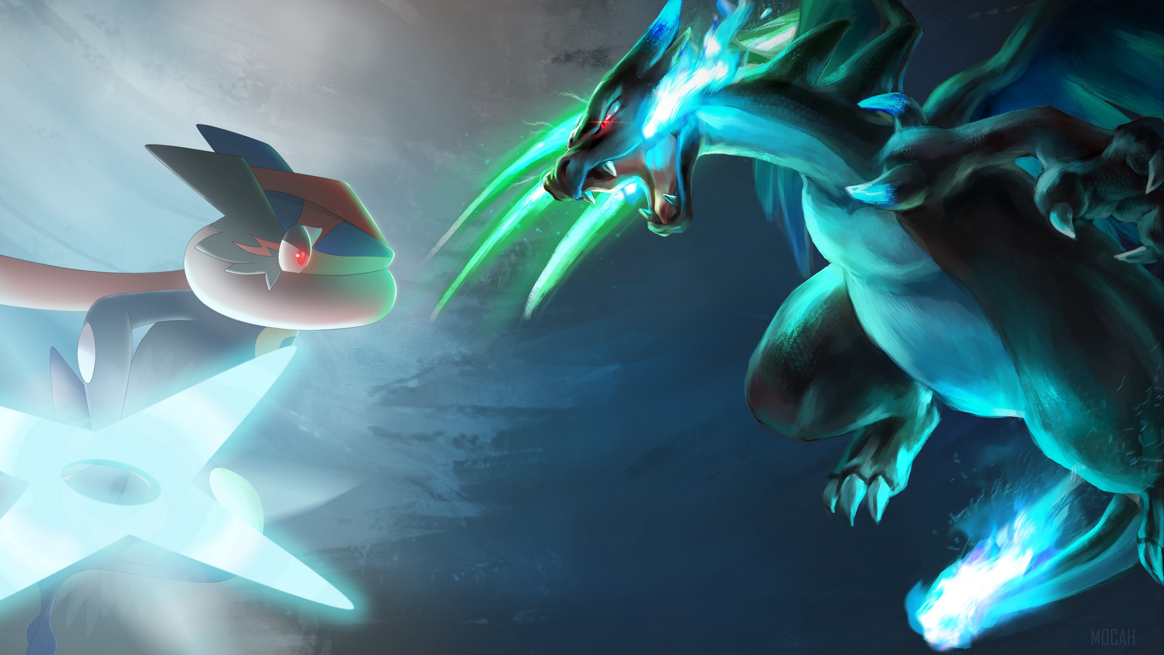 Greninjash vs Mega Charizard 4k Gallery HD Wallpaper