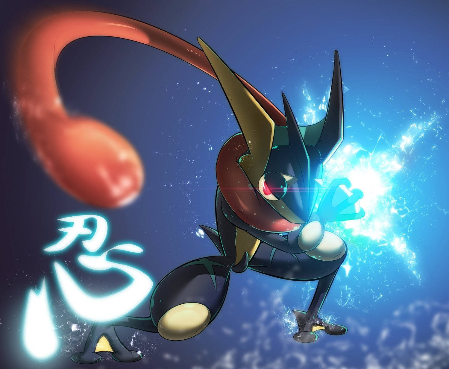 Download Greninja With Blue Light Cool Pokemon Wallpaper