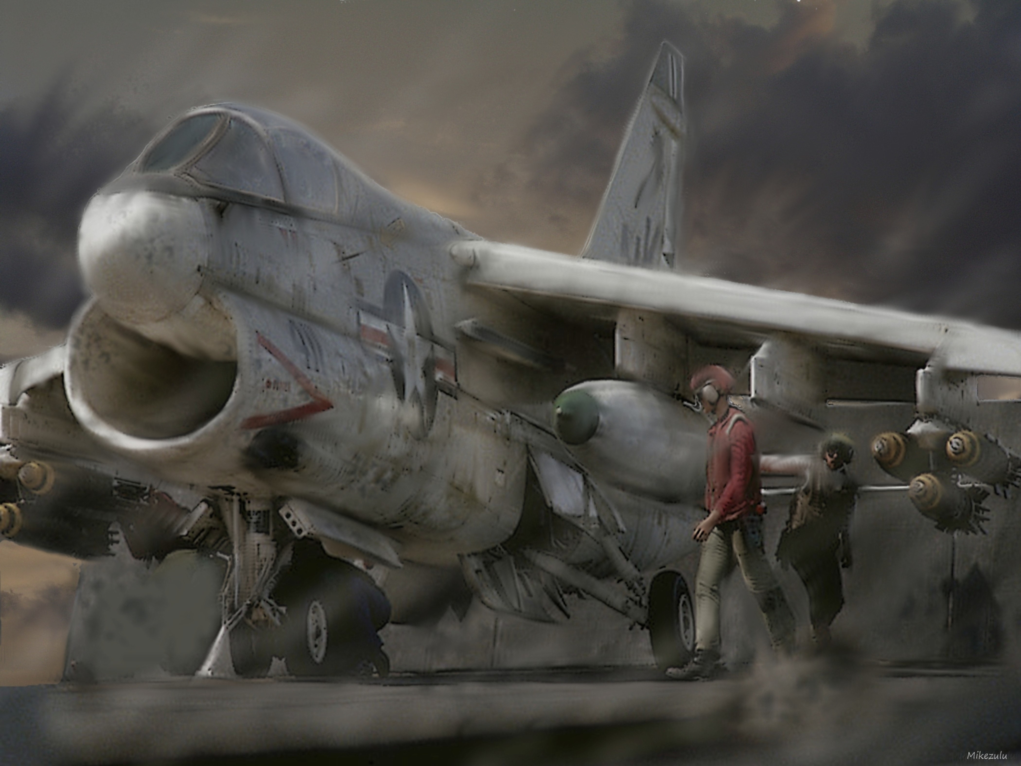 4K, LTV A 7 Corsair II, Airplane, Painting Art, Fighter Airplane Gallery HD Wallpaper