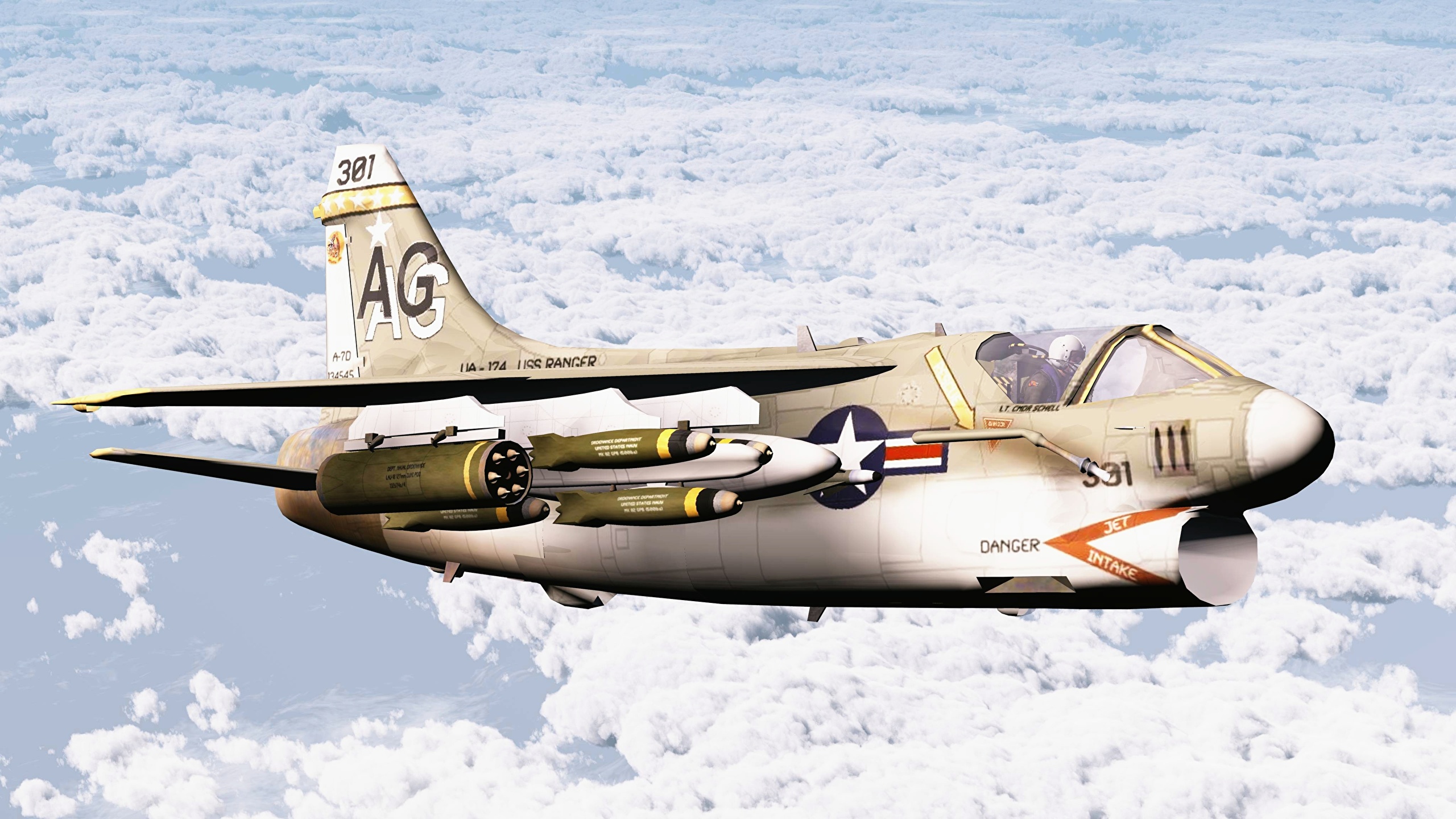 image Fighter Aircraft Airplane LTV A 7 Corsair II 3D 2560x1440