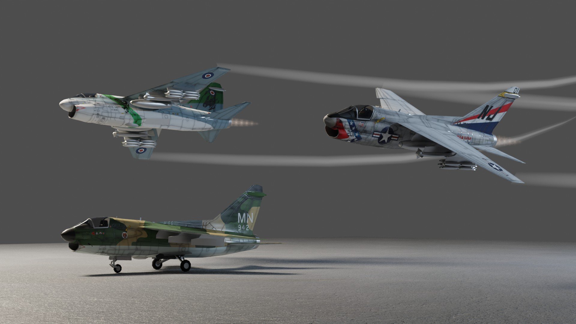 LTV A 7 Corsair II Attack Plane 3D Model