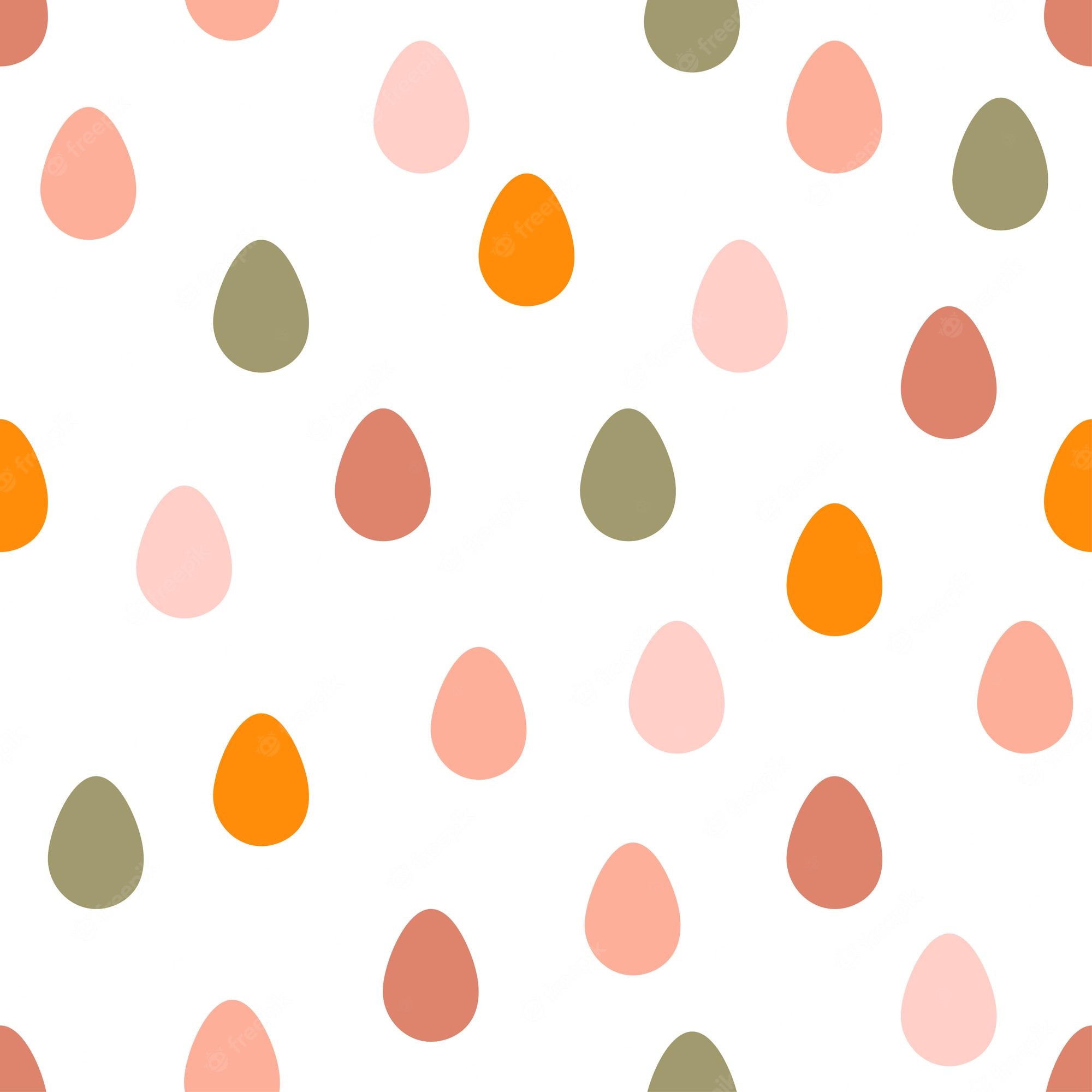 Premium Vector. Seamless pattern with pink green and orange easter eggs in delicate pastel colors cute illustration eggs in flat style for fabric wallpaper and textiles vector