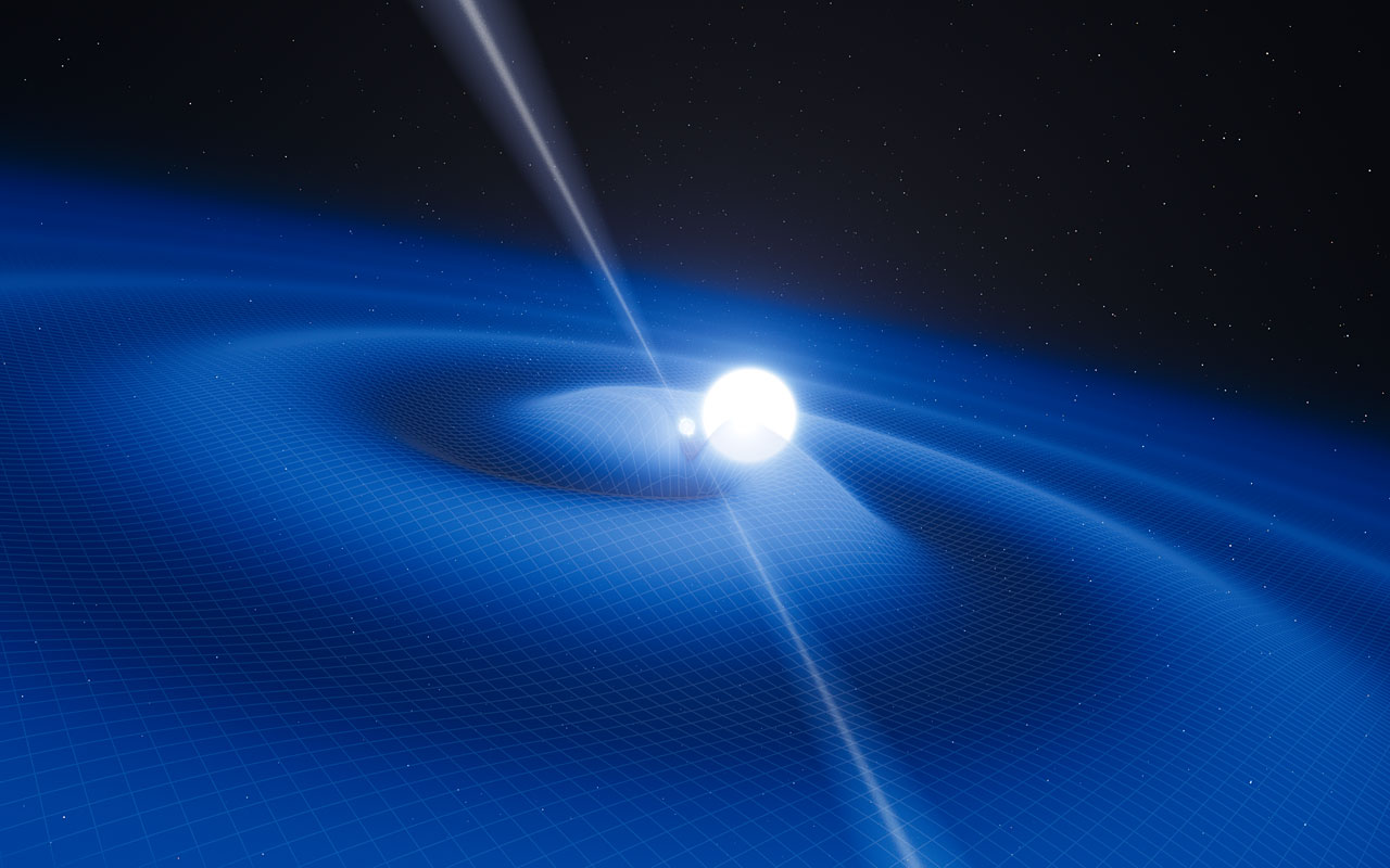 Artist's impression of the pulsar PSR J0348 0432 and its white dwarf companion