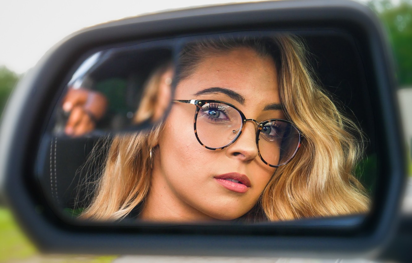 Wallpaper girl, glasses, mirror image for desktop, section девушки