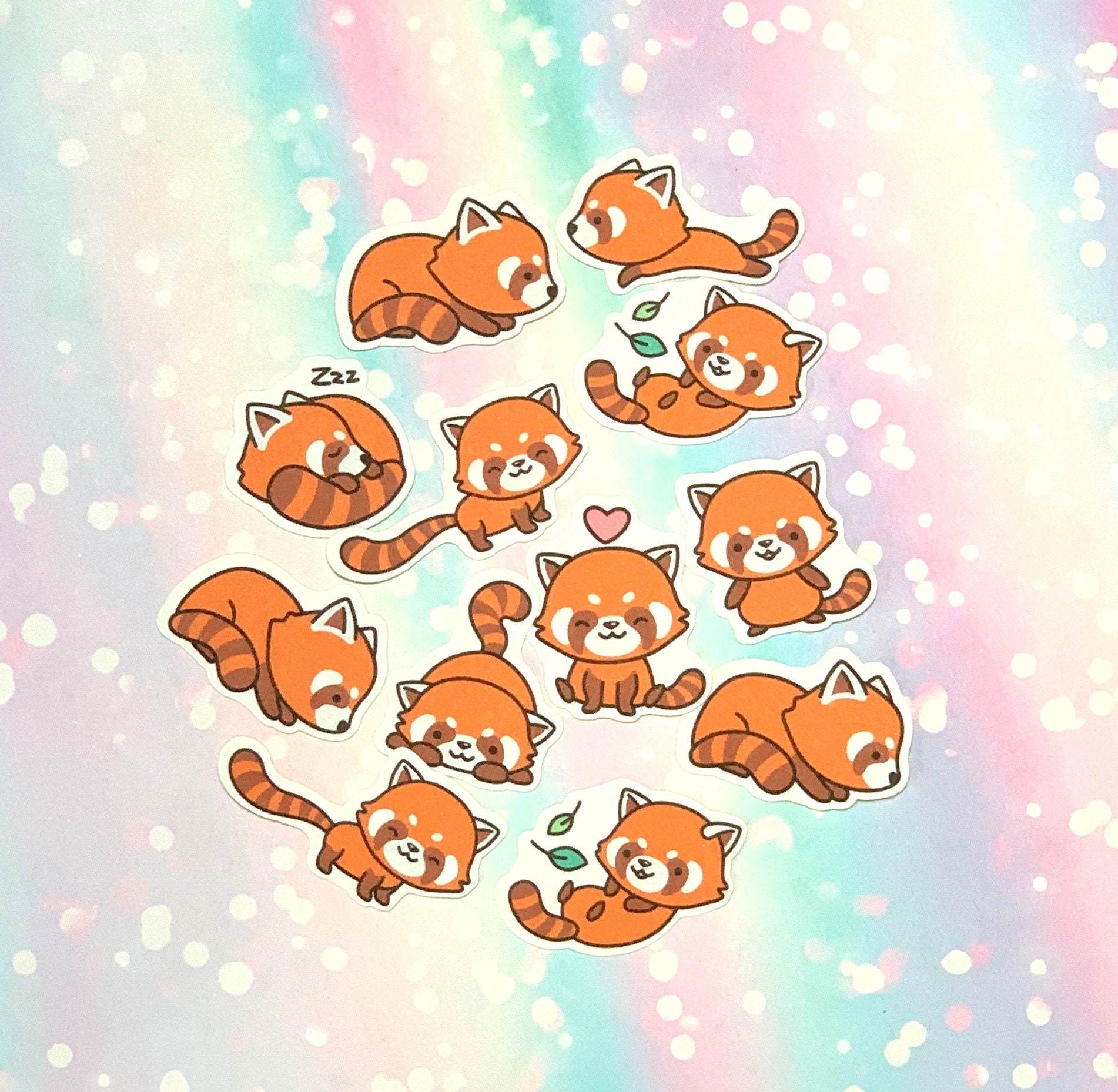 Pack Paper Kawaii Red Panda Animal Stickers SET 1