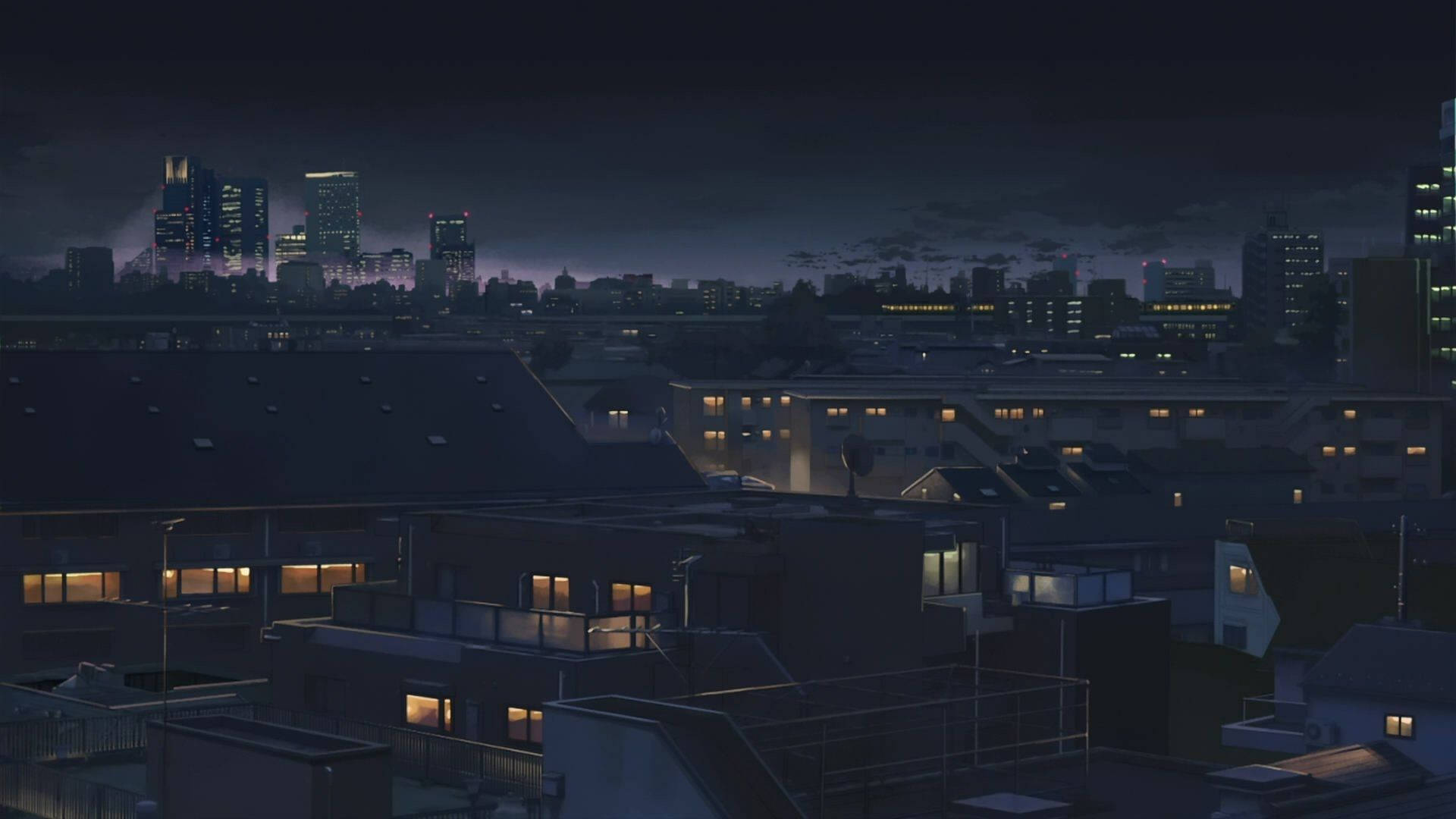 Download City Night Dark Anime Aesthetic Desktop Wallpaper