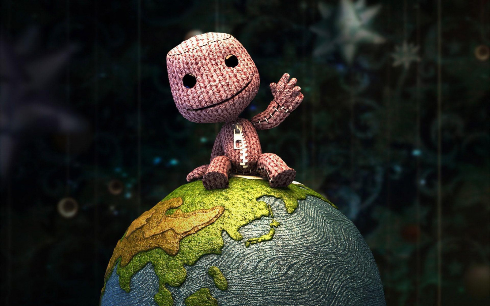 Wallpaper, video games, Earth, green, world, Toy, happy, Little Big Planet, Sackboy, ART, flower, darkness, close up, macro photography 1920x1200