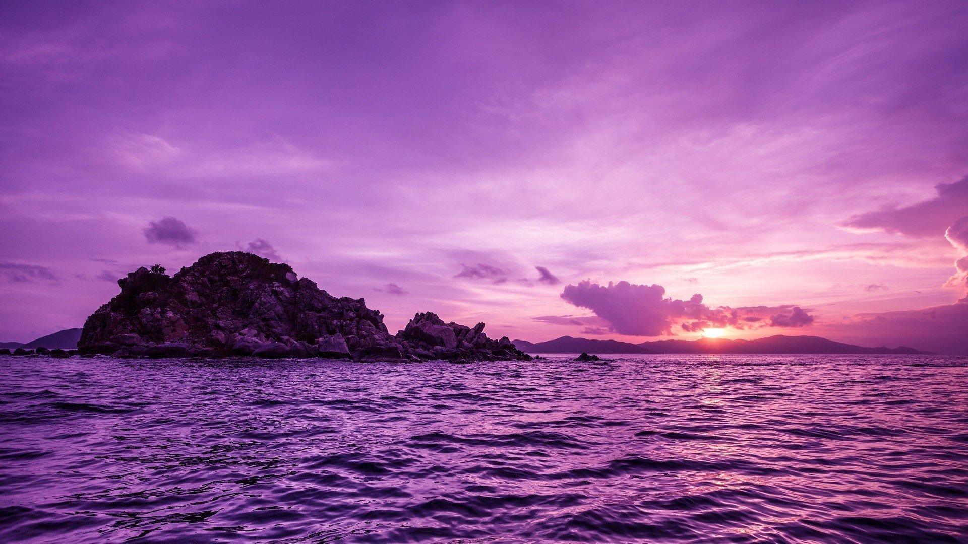 nature, Sea, Sunset, Island, Purple Wallpaper HD / Desktop and Mobile Background