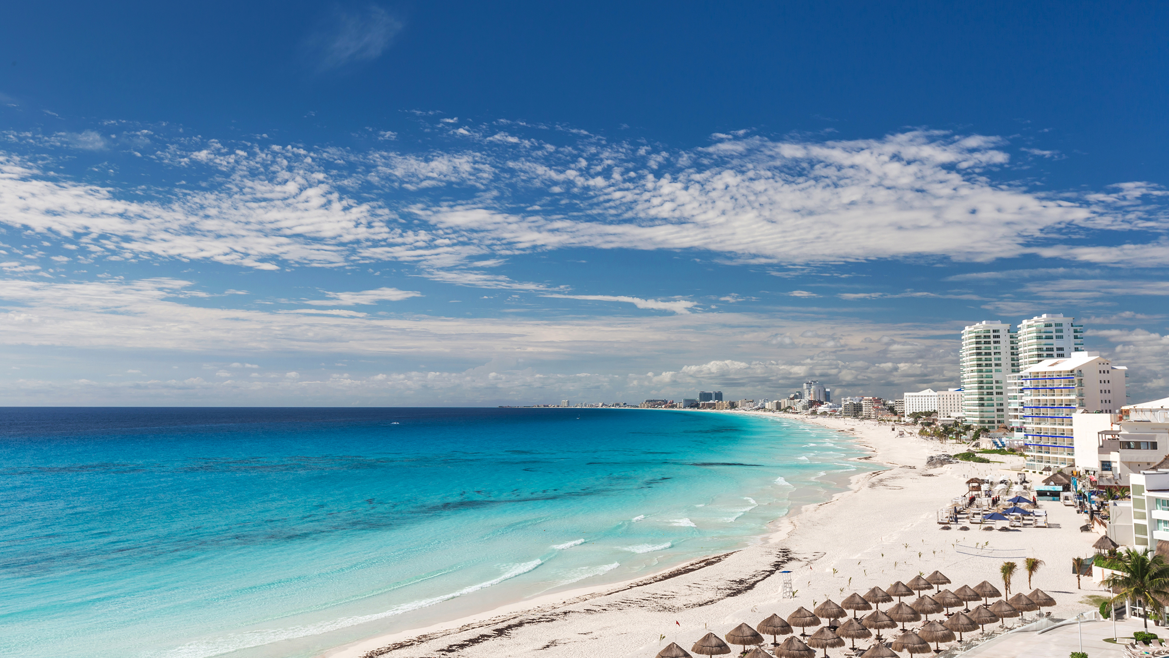 Picture Mexico Cancun beach Beach Sea Nature Sky Coast 3840x2160