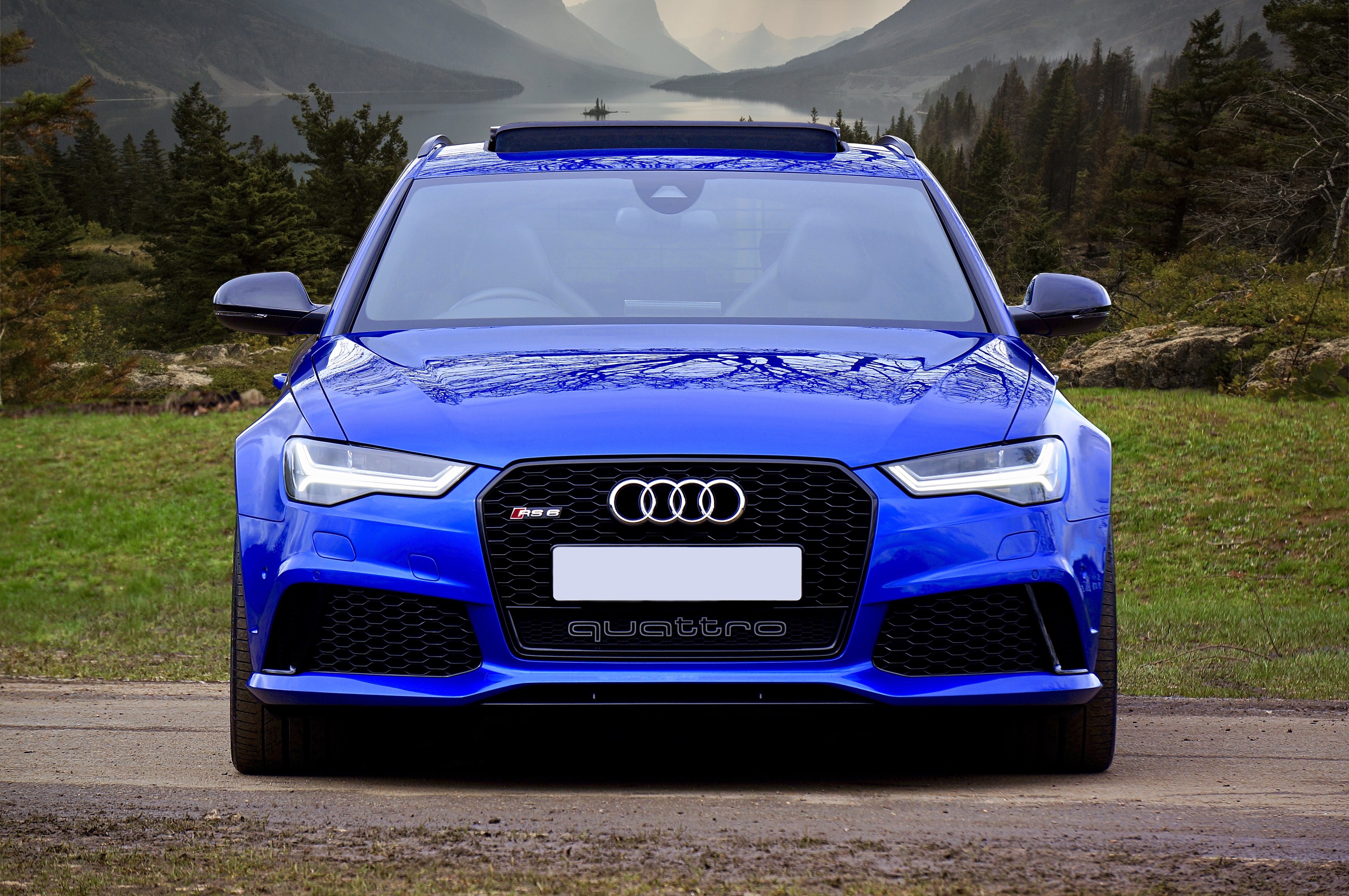 Wallpaper Blue Audi a 4 on Road During Daytime, Background Free Image