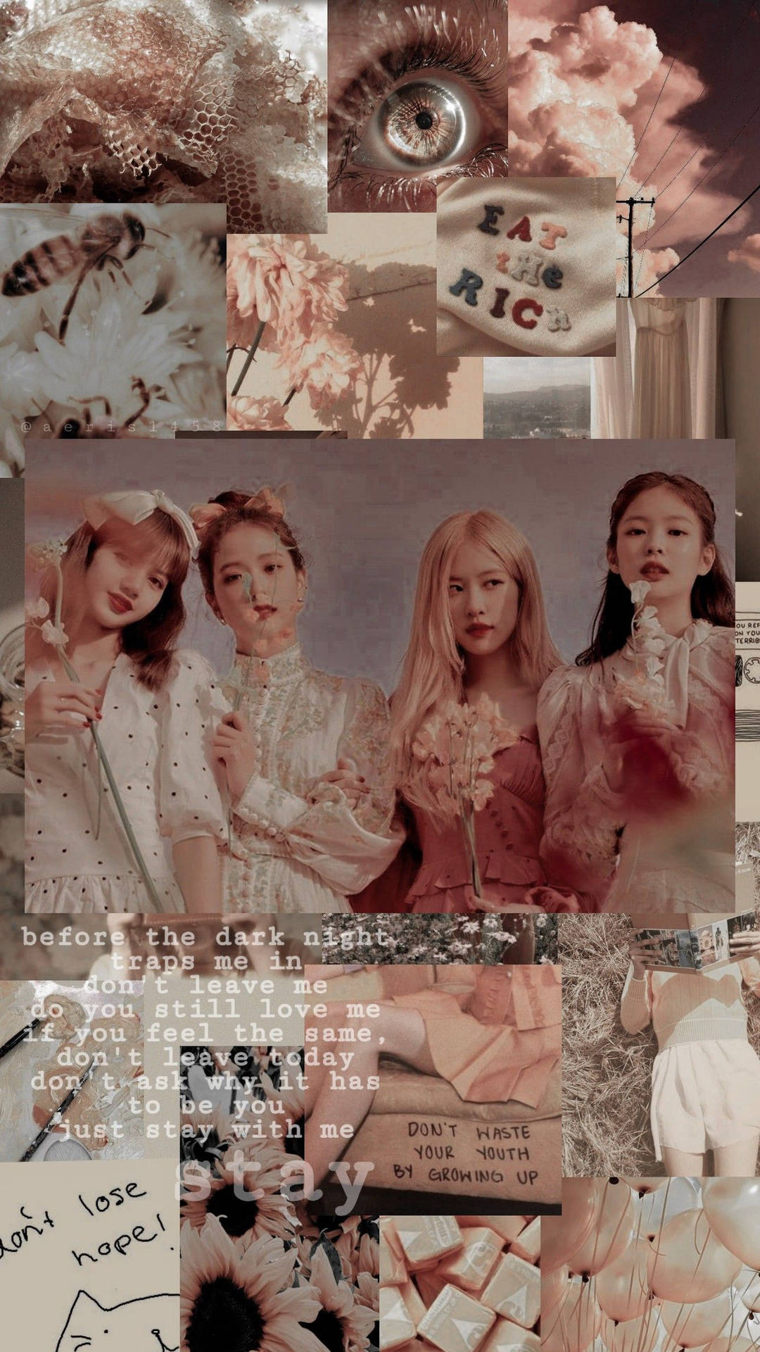 Download Blackpink Aesthetic Vintage Floral Collage Wallpaper