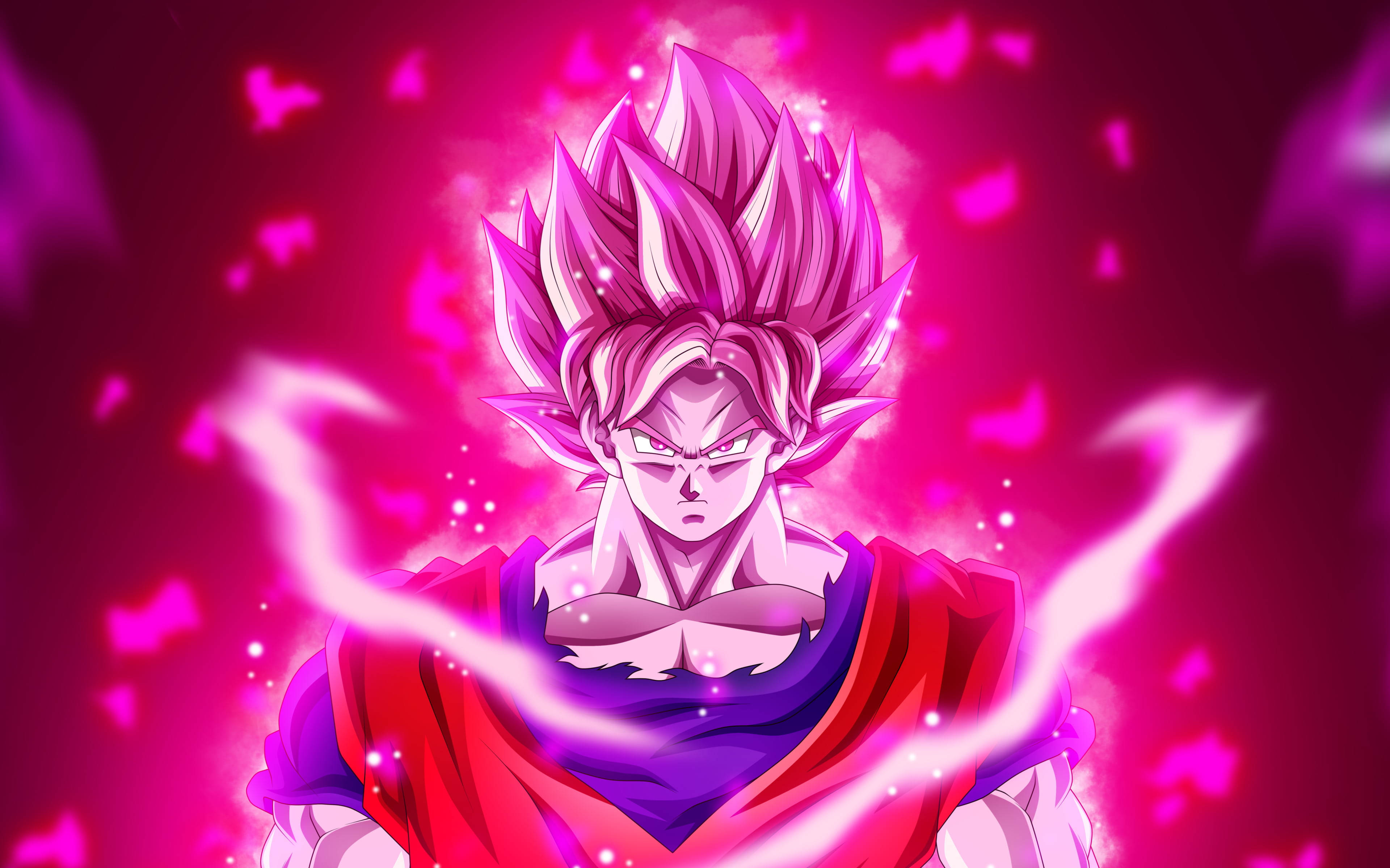 Download Black Goku Rose 4k Glowing Bright Pink Wallpaper