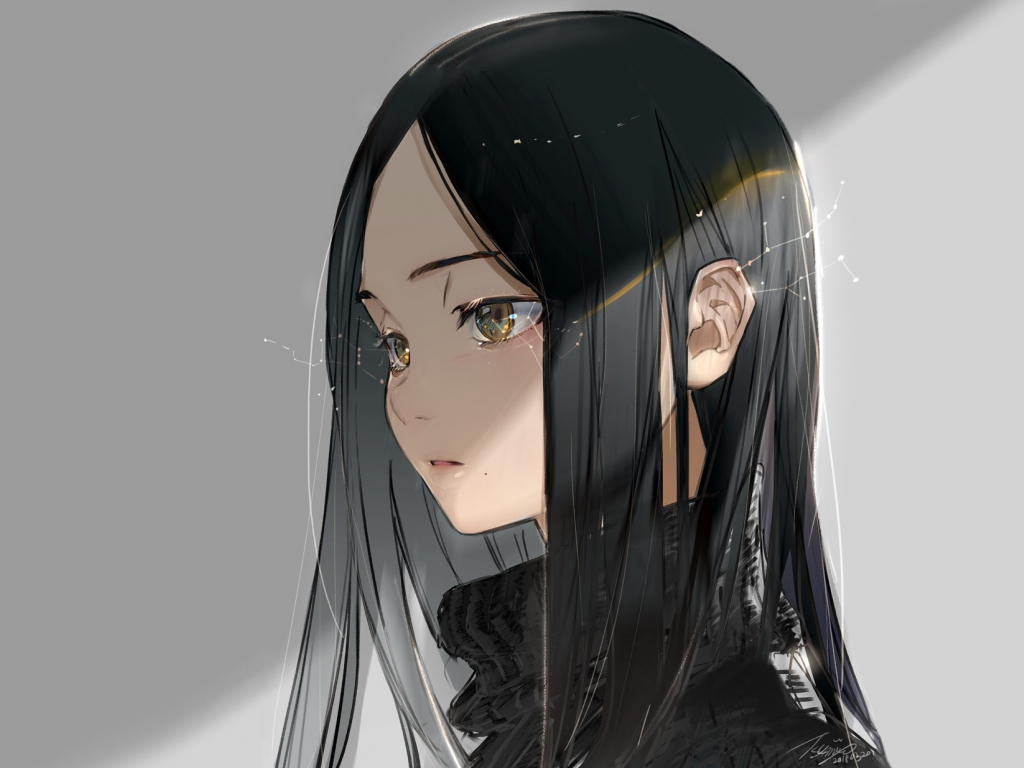 Wallpaper original, black hair, anime girl, cute desktop wallpaper, HD image, picture, background, 4e2081