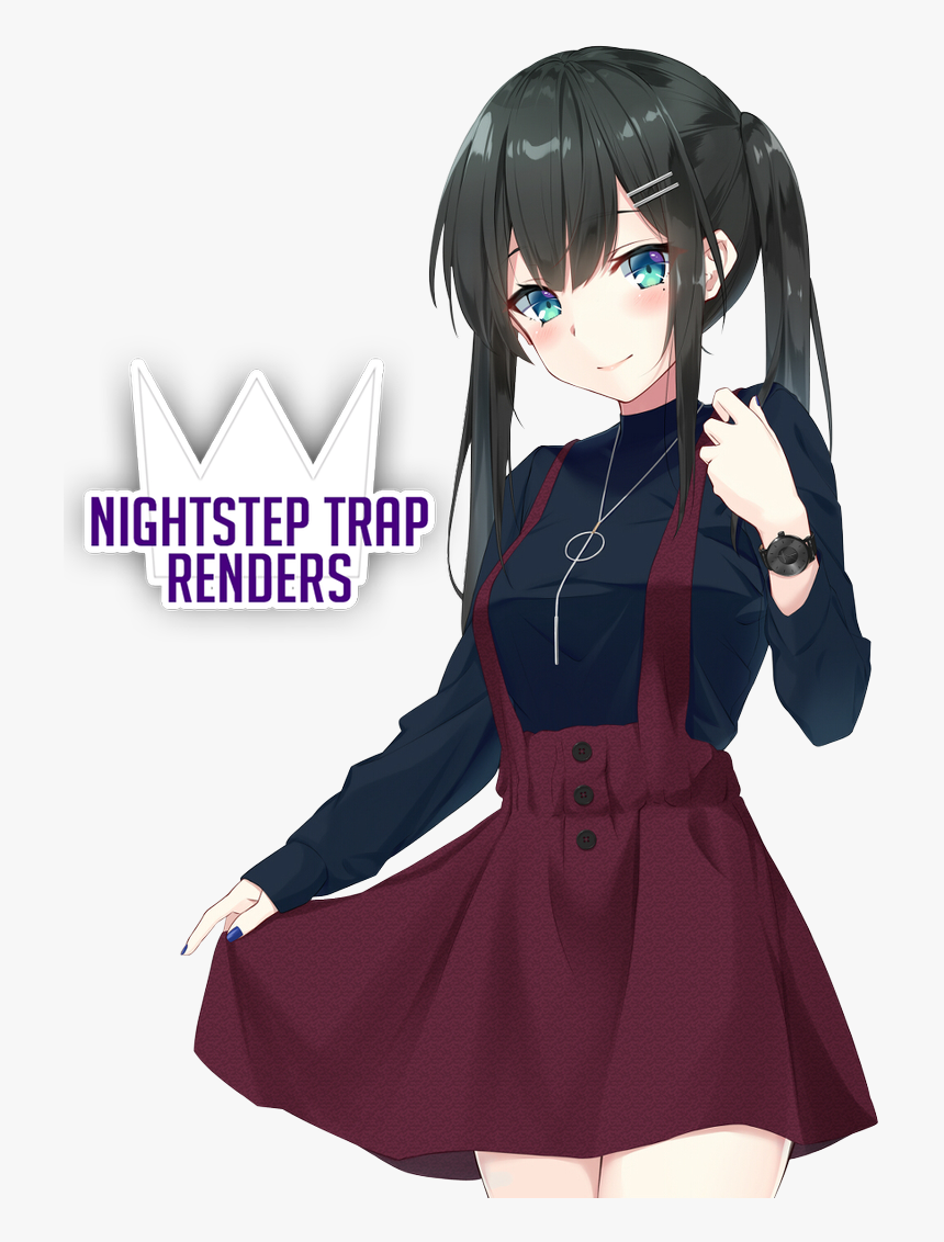 Png Photo Anime Cute Anime Girl Black Hair Blue Eyes, Transparent Png, Transparent Png Image