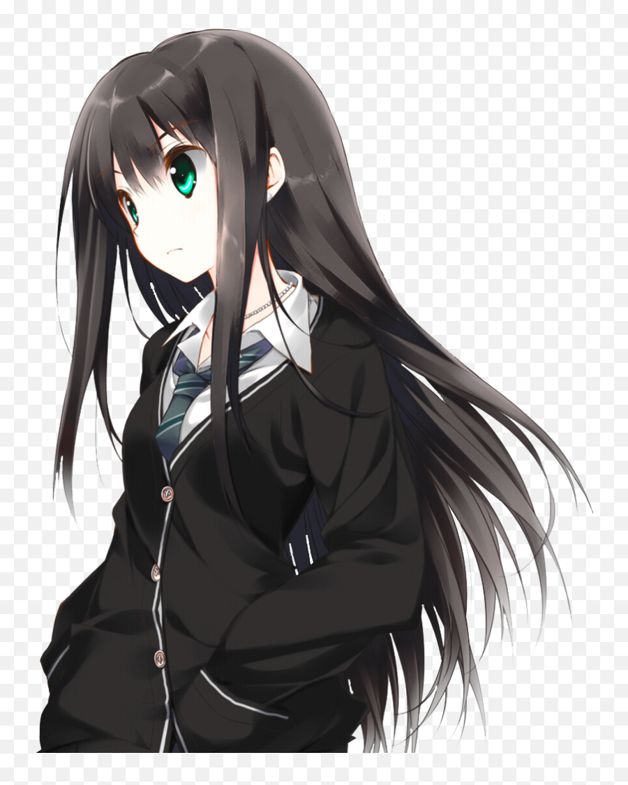 Black Hair Anime Girl Desktop Wallpaper Anime Girl With Black Hair And Green Eyes Png, Anime Girls Transparent transparent png image