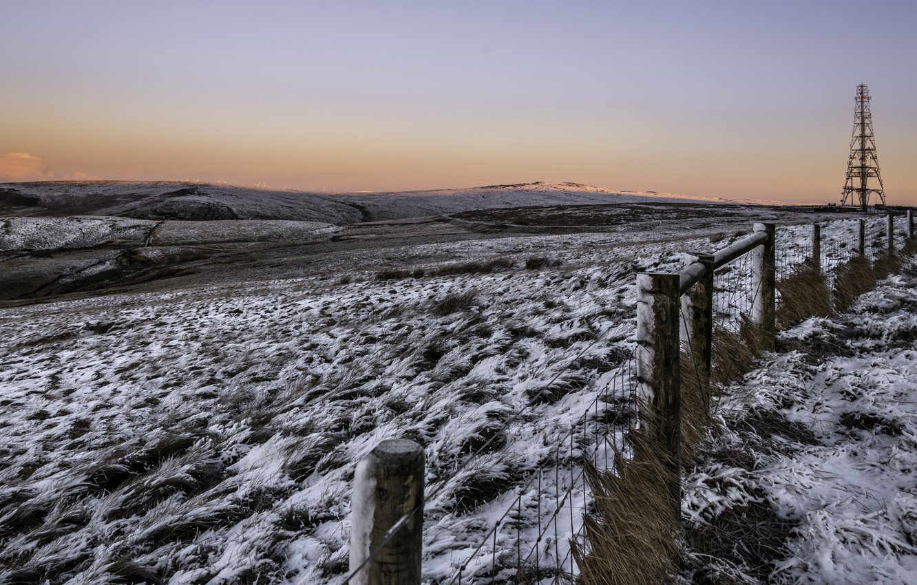Wallpaper snow, the fence, Winter, Morning, Cold, Frozen fields image for desktop, section пейзажи