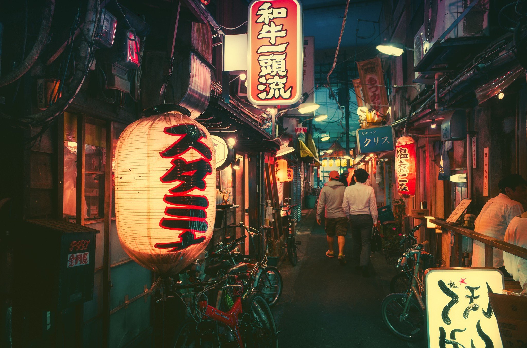 japan night town city HD wallpaper, background