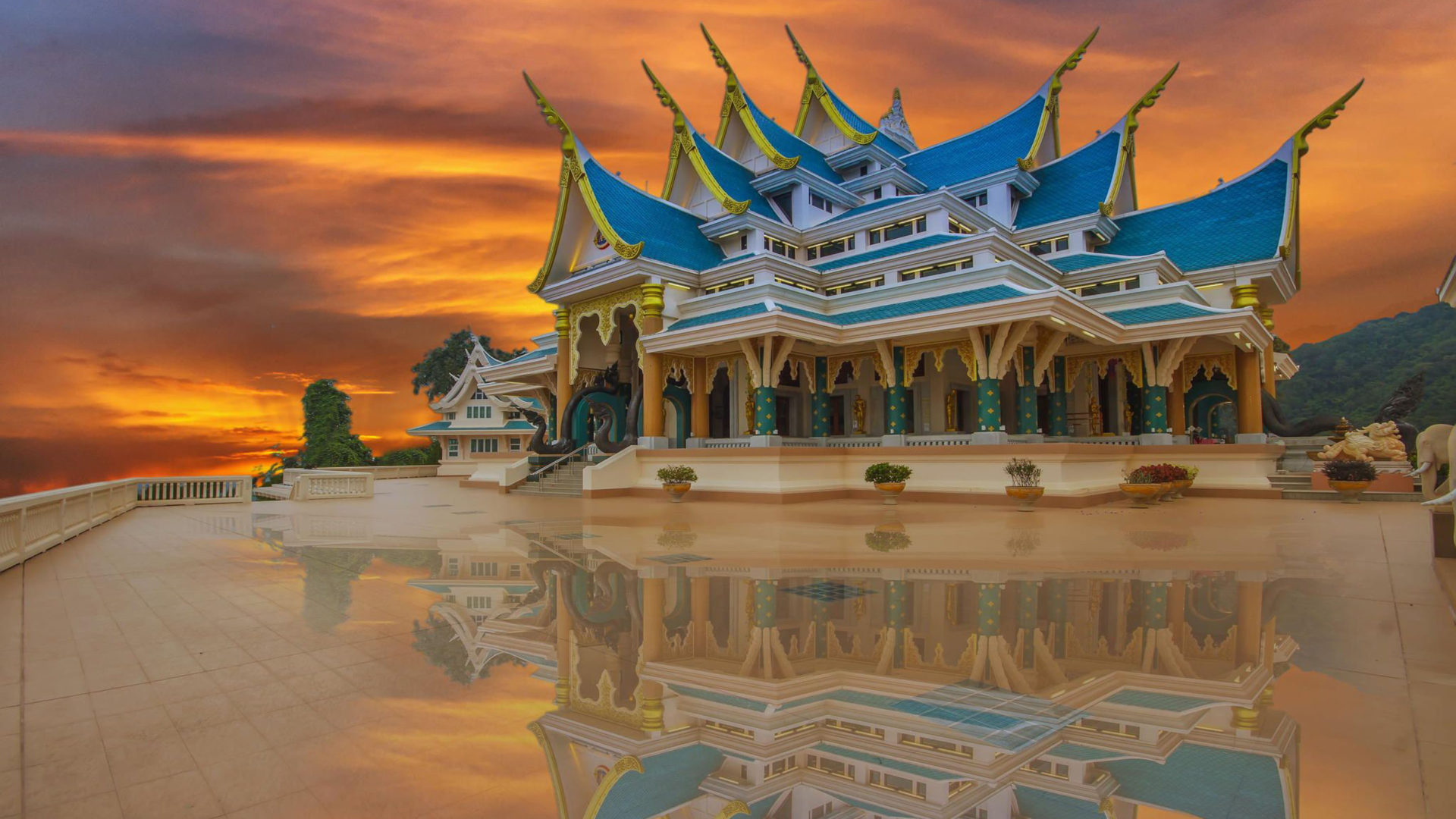Wat Pa Phu Kon Temple In Ban Kong Buddhist Temple In Udon Thani Thailand Sunset HD Wallpaper, Wallpaper13.com