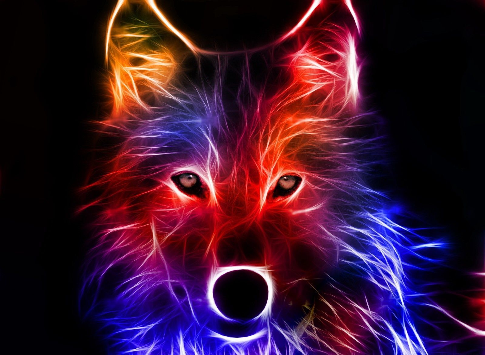 Cool Neon Wolves Wallpaper