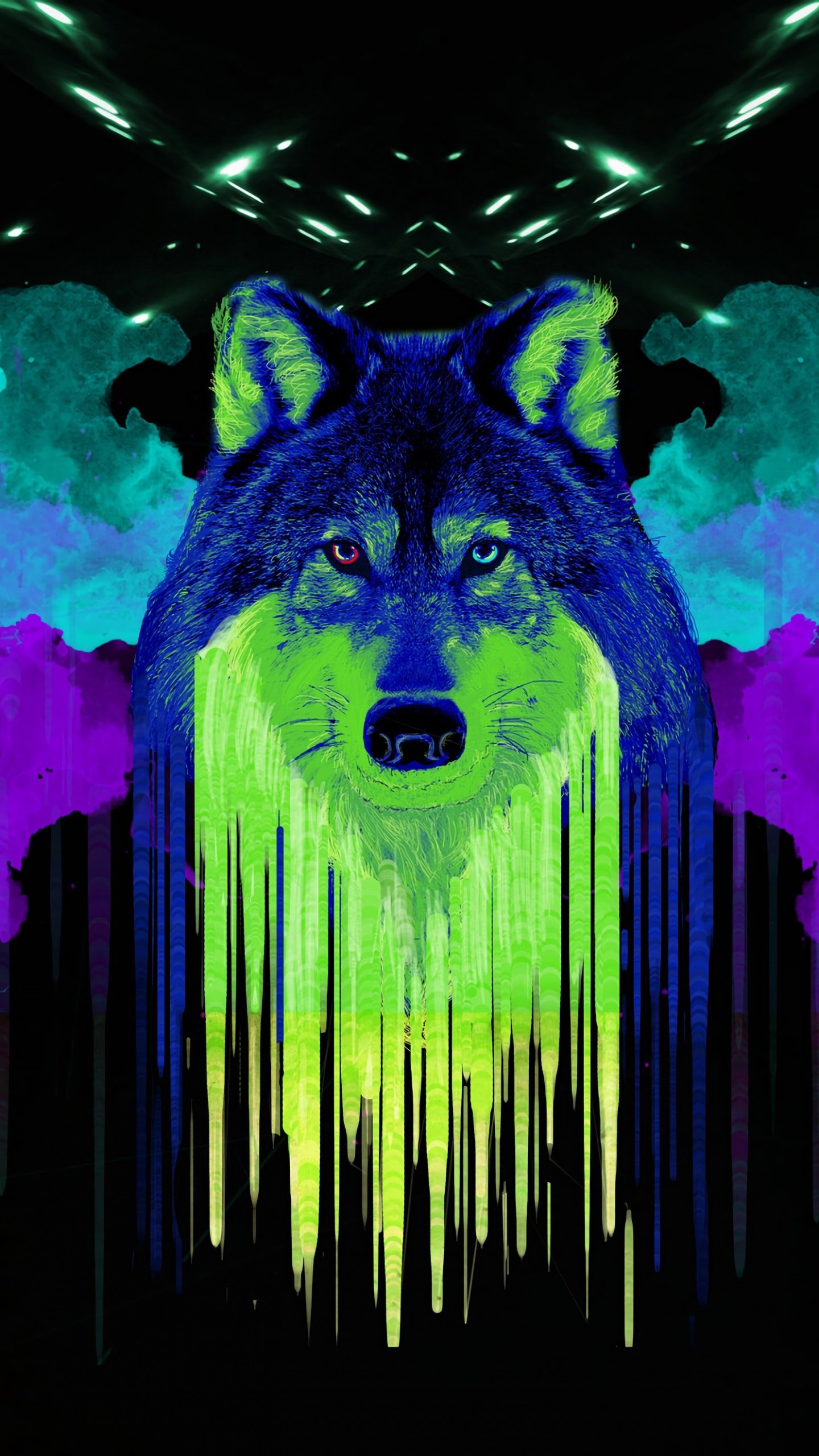 Wolf Wallpaper 4K, Artwork, Neon, Graphics CGI